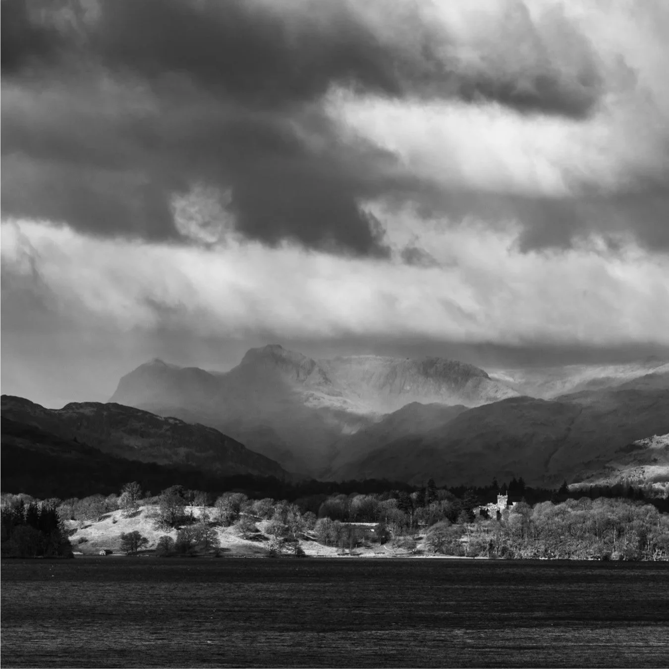 (250312-D003) Distant rain, Langdale Pikes and Lake Windermere (LtdEd.50)