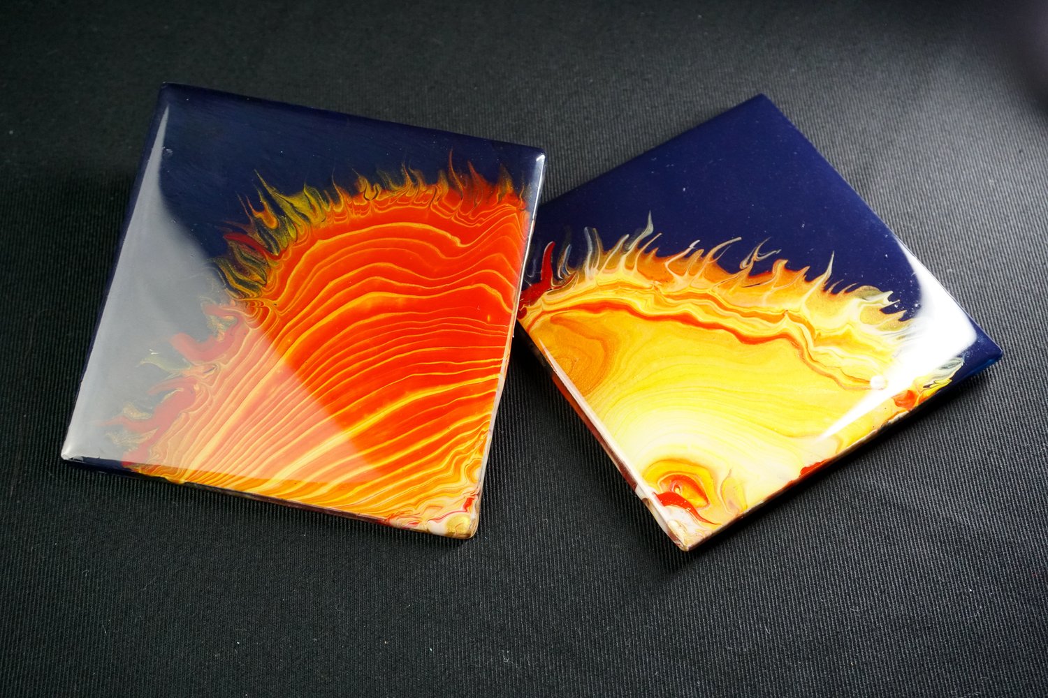 4 x Boxed Square Coasters - Orange Canvas Effect Glossy #3167