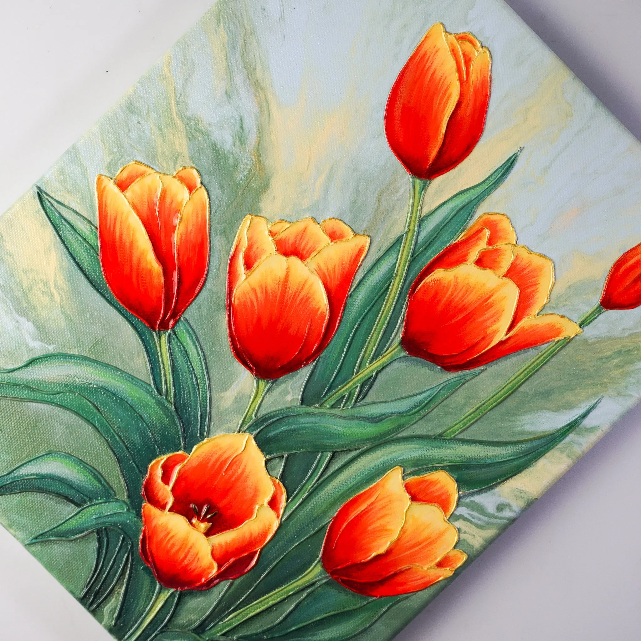 Yellow & Red Tulips - 12" x 16"