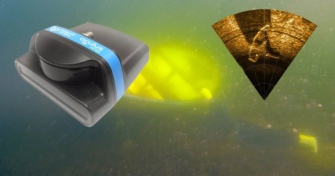Oculus 750 Sonar M-serie Shows a sunken boat on the seabed