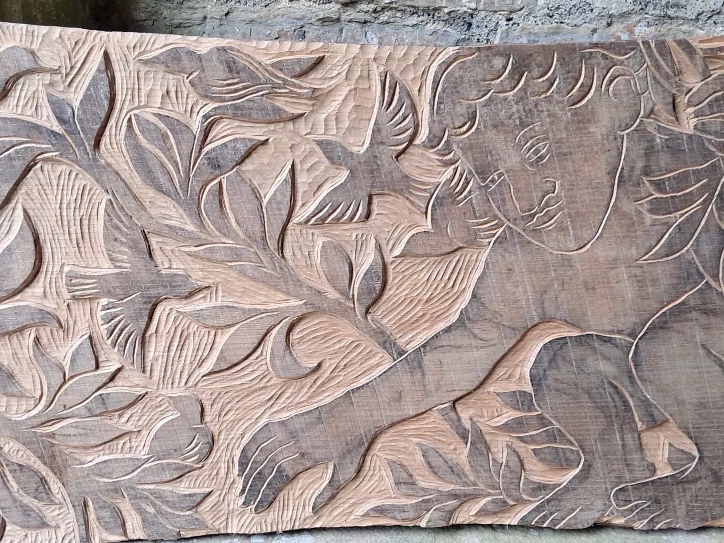 Another SAW over. Thanks to everyone who visited me in Muchelney,  and those also who bought work and cards. I raised &pound;200 for Water Aid, which I was pleased with, through card sales. And sold this carving, which will travel to the US. I shall 