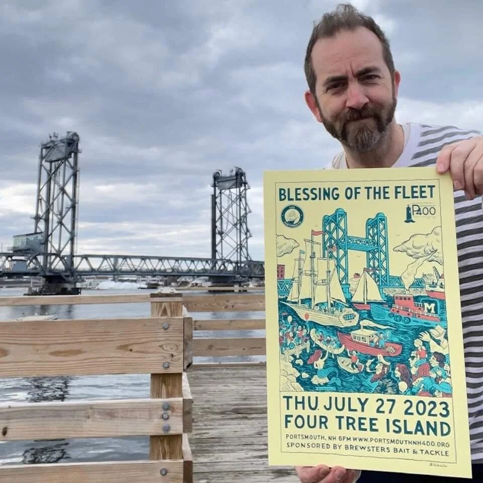 YES! You asked, you get! Original hand-made Blessing of the Fleet (returning to the Piscataqua this July 27!) silk screened artwork by artist Dan Blakeslee is available NOW! Only $75 for these wicked limited-edition signed, numbered, 4-color silkscre