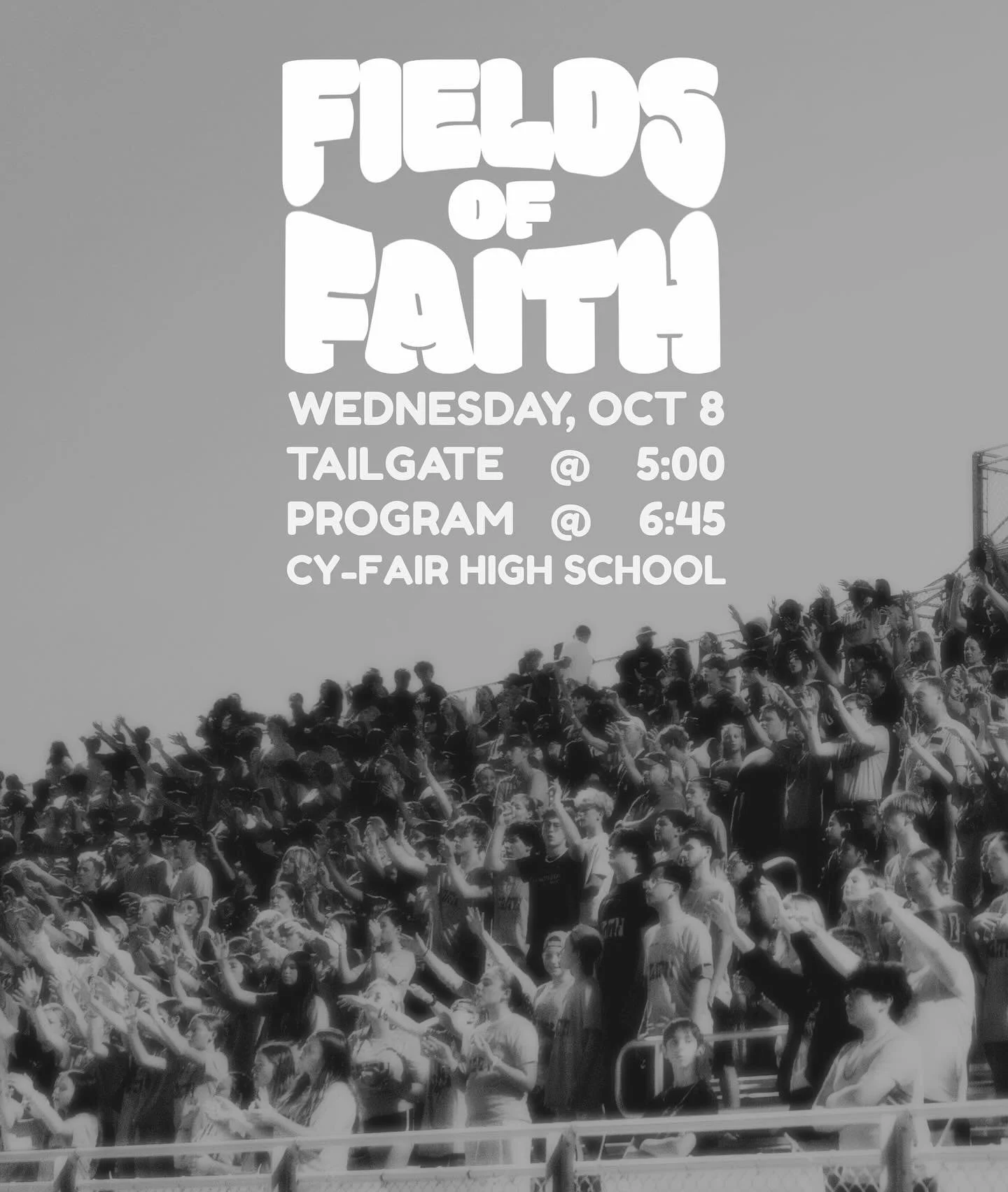 IT&rsquo;S FIELDS OF FAITH WEEK!!!! Join us this Wednesday at Cy-Fair High School for Fields of Faith!!!

*we will NOT have Refuge at Good Shepherd this week, so make plans to join us at Fields of Faith!!!*

#goodshepherdstudents #gsstudents