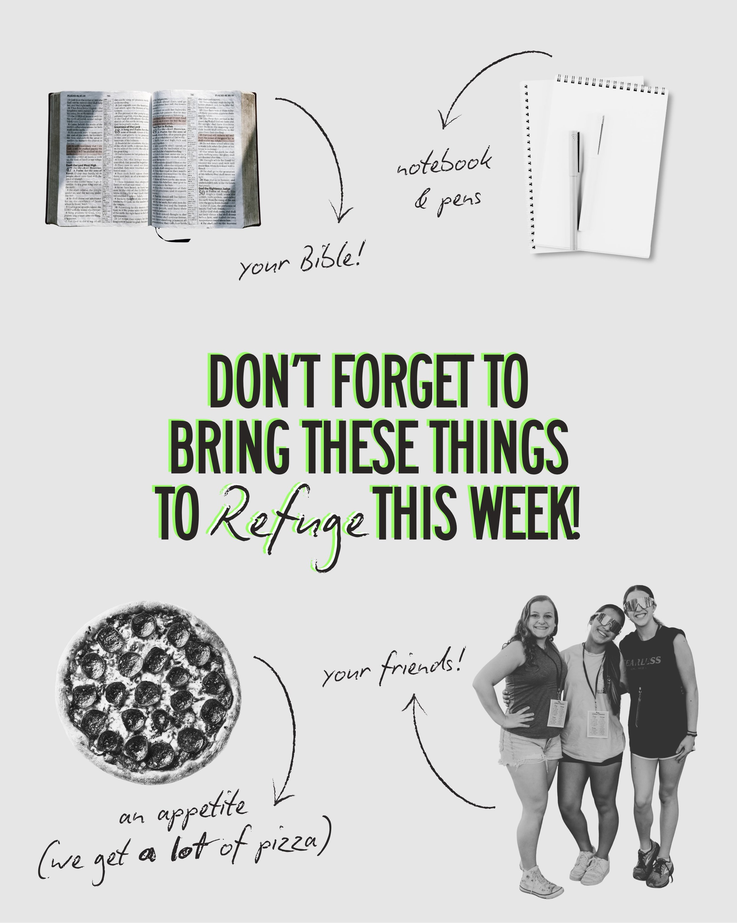 But don&rsquo;t forget to bring the most important thing&hellip; YOURSELF! We can&rsquo;t wait to see you at Refuge tomorrow @ 6 PM @ Good Shepherd!

#goodshepherdstudents #gsstudents