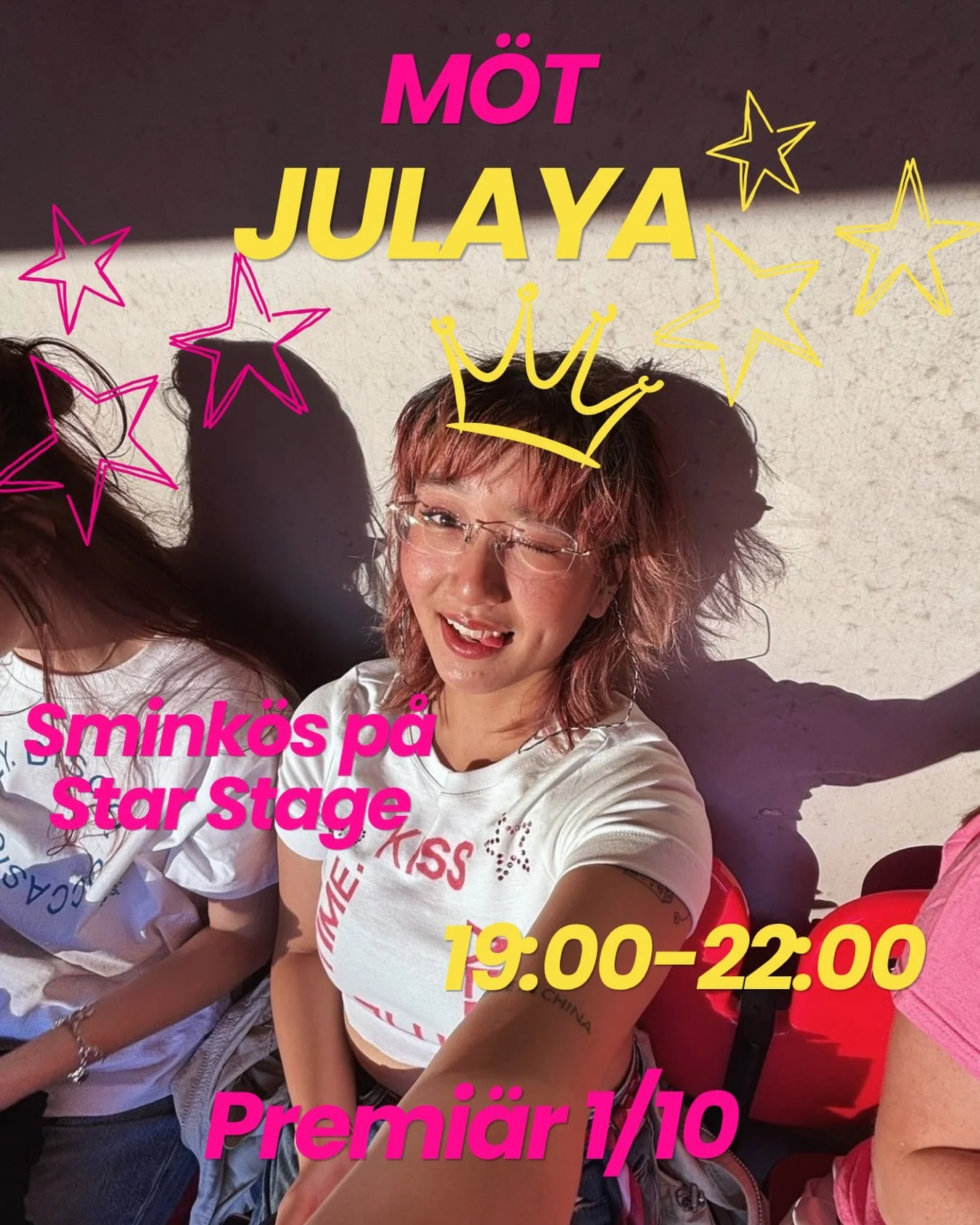 NYHET⭐️
Jag heter Julaya och jag kommer 1a oktober finnas p&aring; star karaoke som smink&ouml;s f&ouml;r att hj&auml;lpa er glittra✨✨ Som dansare vet jag hur mycket looken spelar roll f&ouml;r sj&auml;lvf&ouml;rtroendet och showk&auml;nslan🪩  Vi se