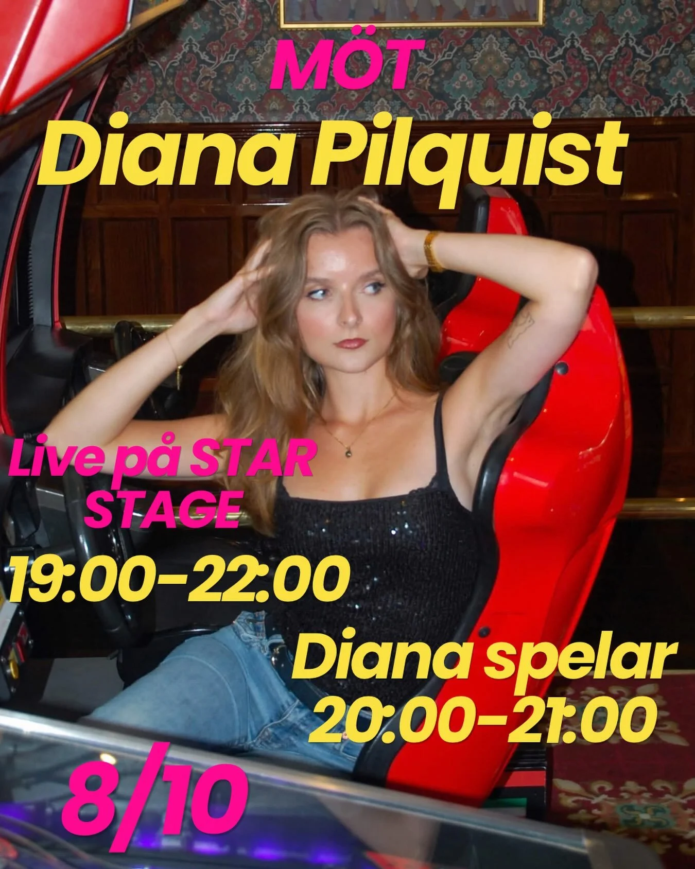 ARTIST SL&Auml;PP F&Ouml;R STAR STAGE⭐️
M&ouml;t Diana Pilquist🤩

Hej!! Detta &auml;r Diana Pilquist &amp; jag &auml;r suuuper taggad p&aring; att f&aring; g&auml;sta Star Karaoke nu p&aring; torsdag! Vi ses v&auml;l d&auml;r?? (Jag h&aring;ller tum