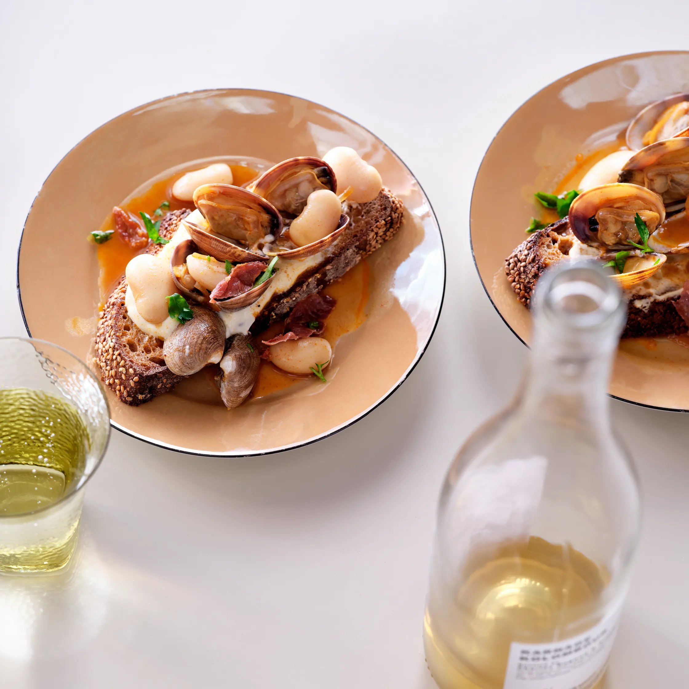 Clams with Crispy Ham and Butter Beans