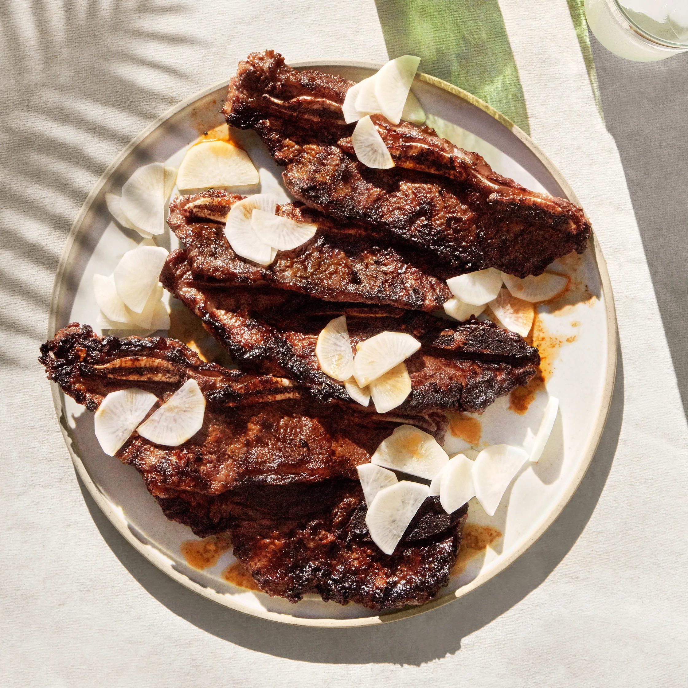 Grilled Short Ribs with pickled daikon