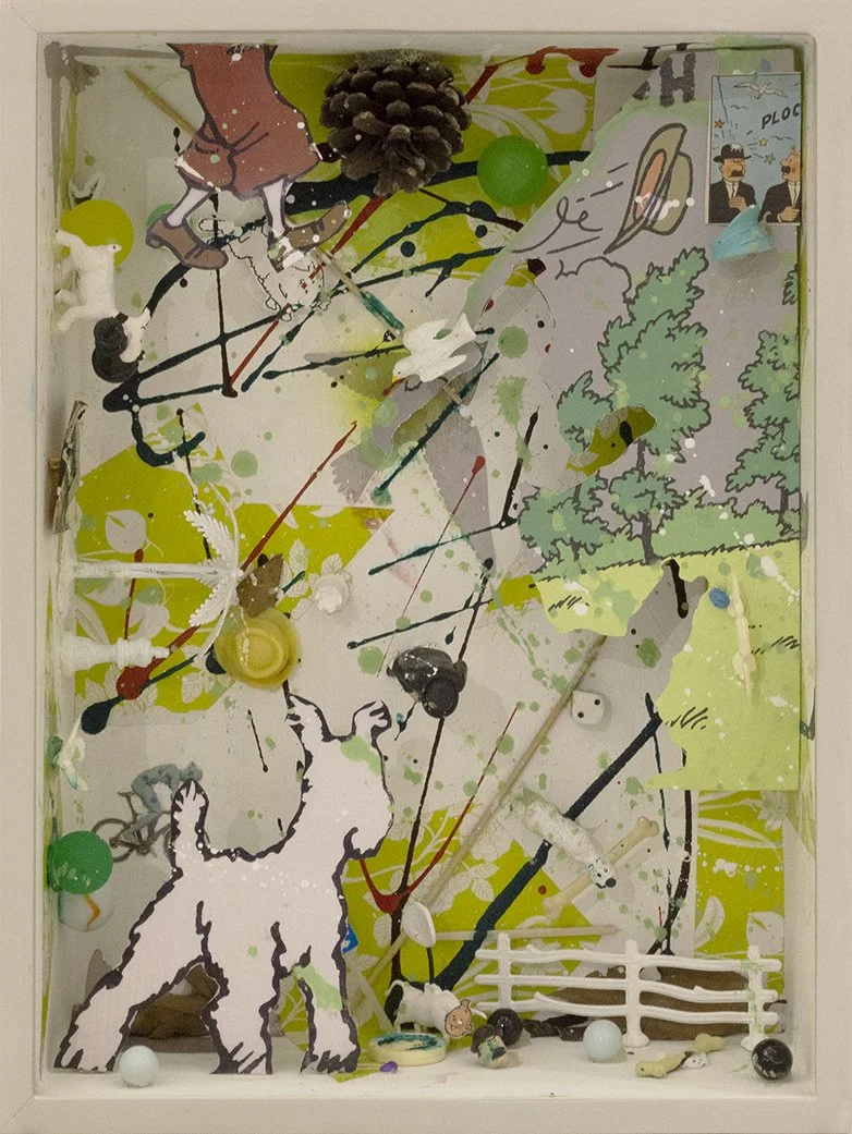 Gustavo Sorzano
Serie Partituras Mentales "LAS PESADILLAS DE HADDOCK"
Ensamblajes Homenaje a Hergé y Joseph Cornell
Edición: Cajas # 20-31
Medidas: 33 x 43 x 10 cm
2019 – 2022