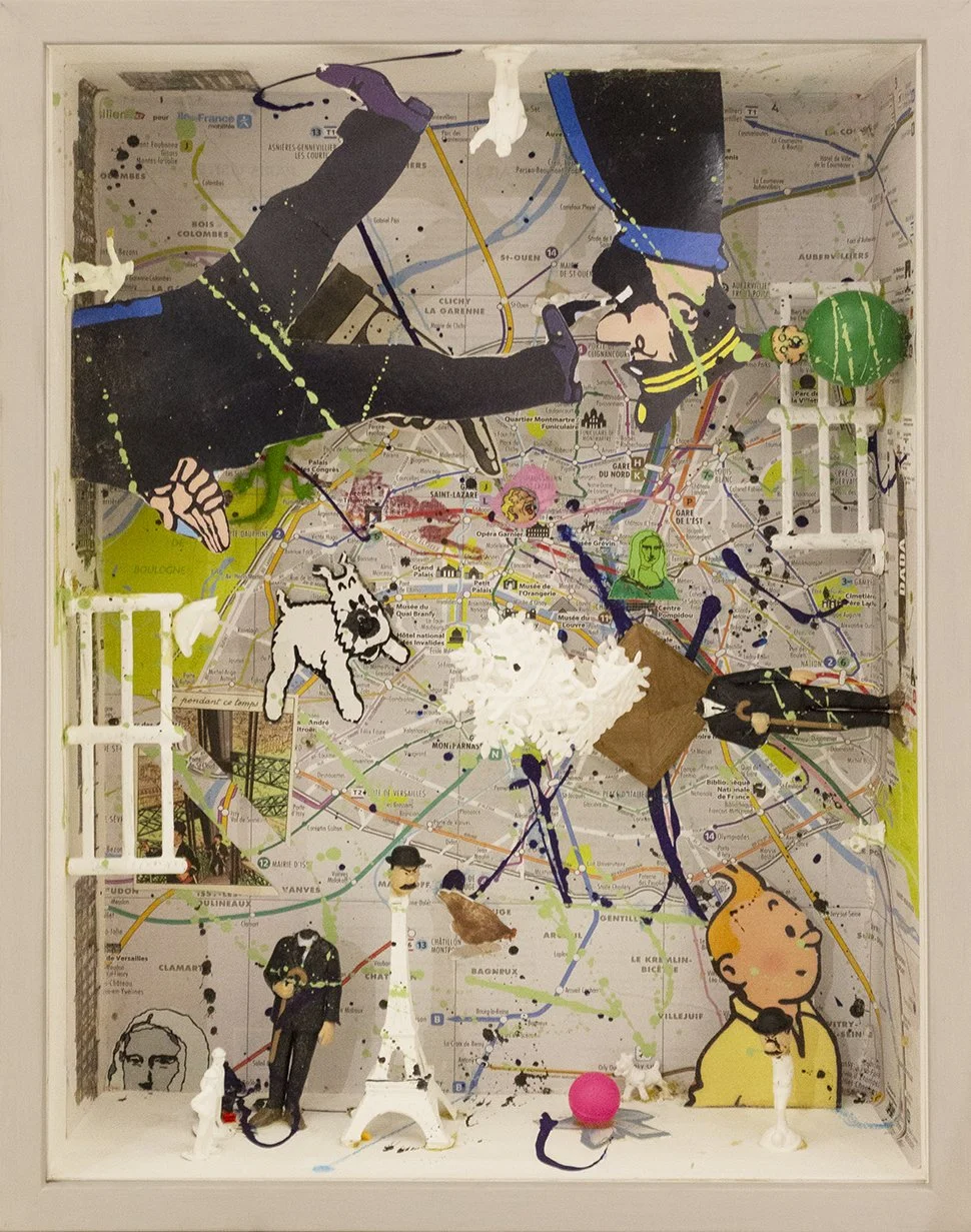 Gustavo Sorzano
Serie Partituras Mentales "LAS PESADILLAS DE HADDOCK"
Ensamblajes Homenaje a Hergé y Joseph Cornell
Edición: Cajas # 20-31
Medidas: 33 x 43 x 10 cm
2019 – 2022