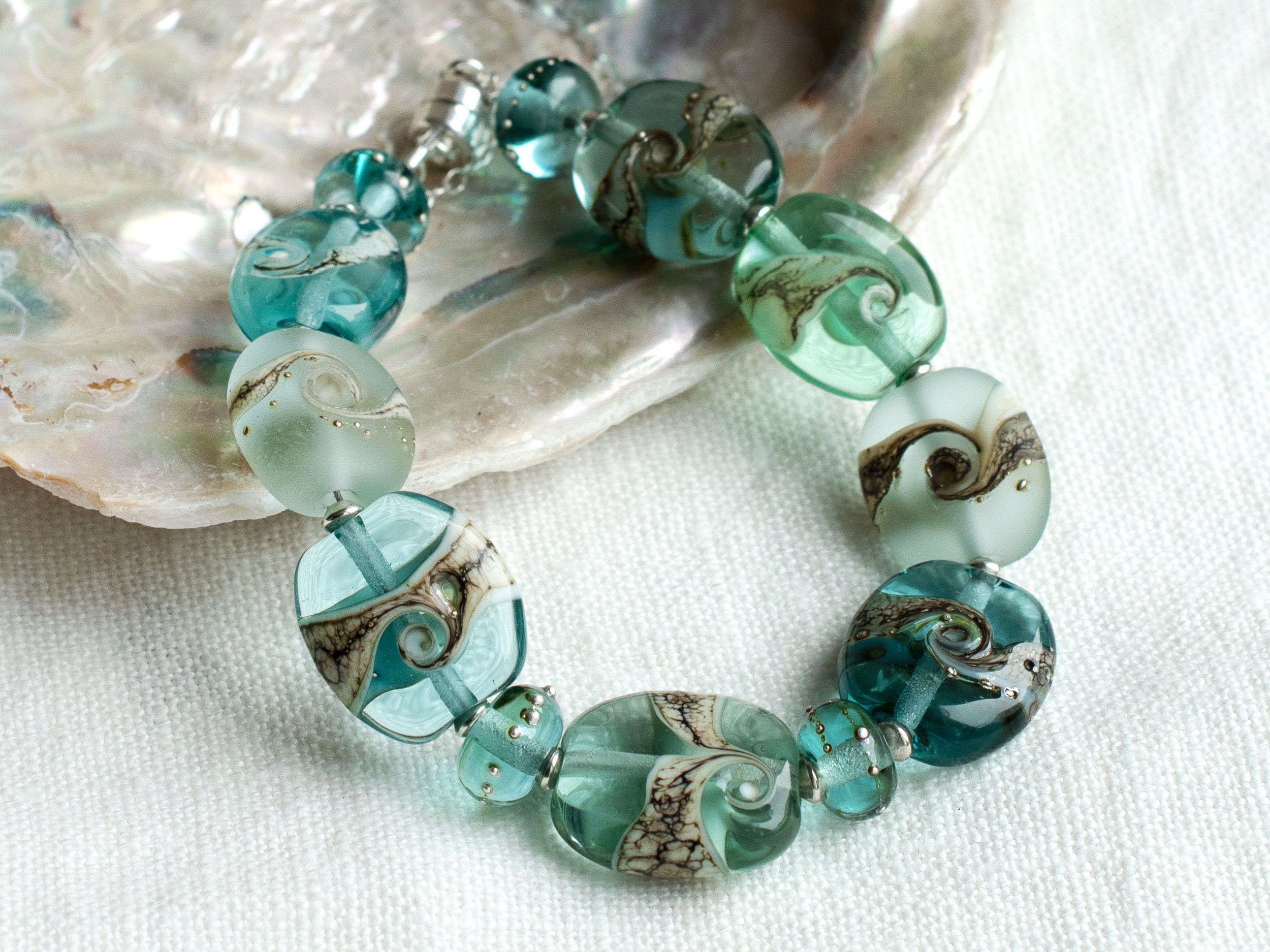 Sea Mist Lampwork Bead Bracelet