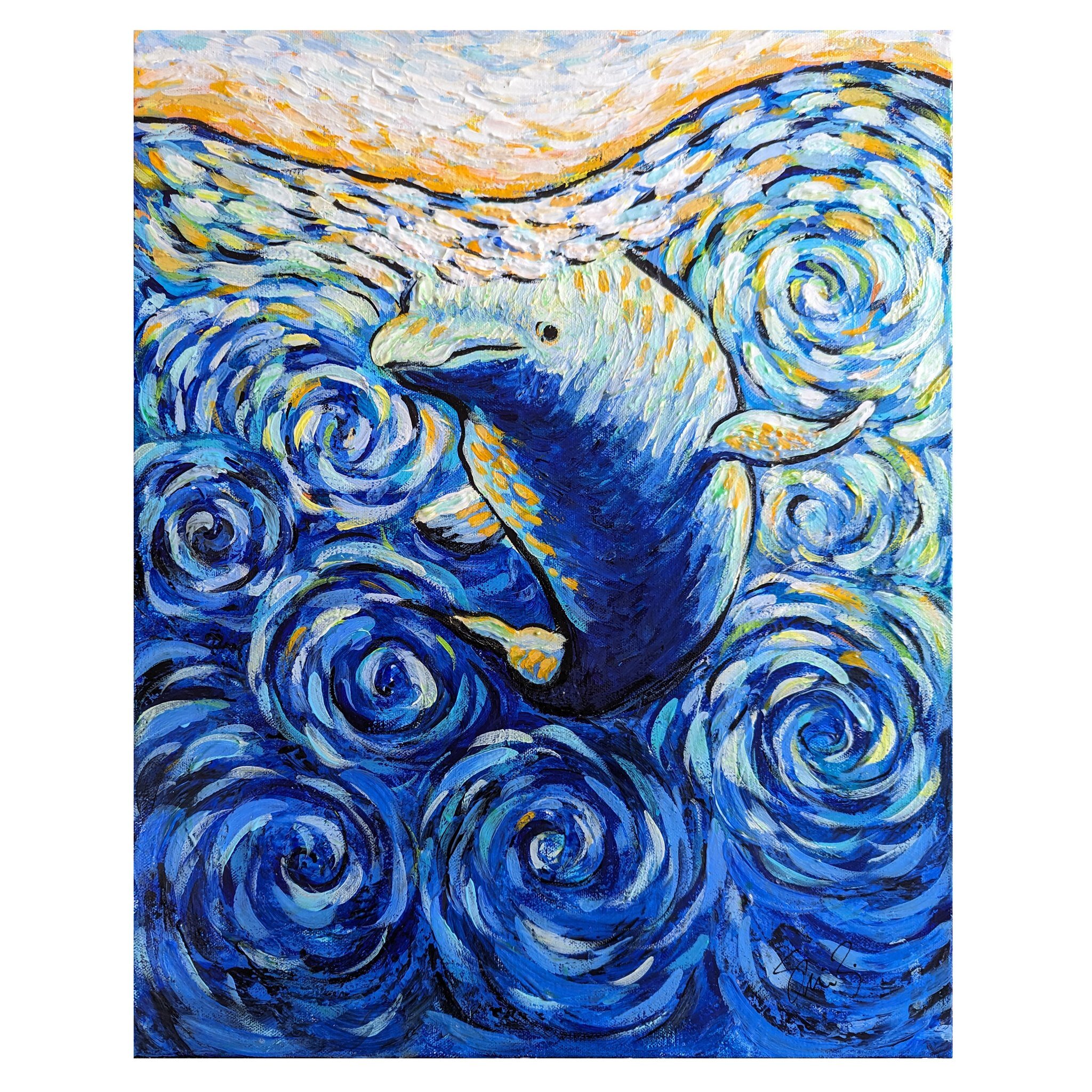 Hvaldimir, the Spy Whale

My 2024 version of a whale painting is inspired by a NY Times story about Hvaldimir, a friendly beluga that showed up off the coast of Norway in 2019 and is rumored to be a Russian spy whale. If you google &quot;russian spy 