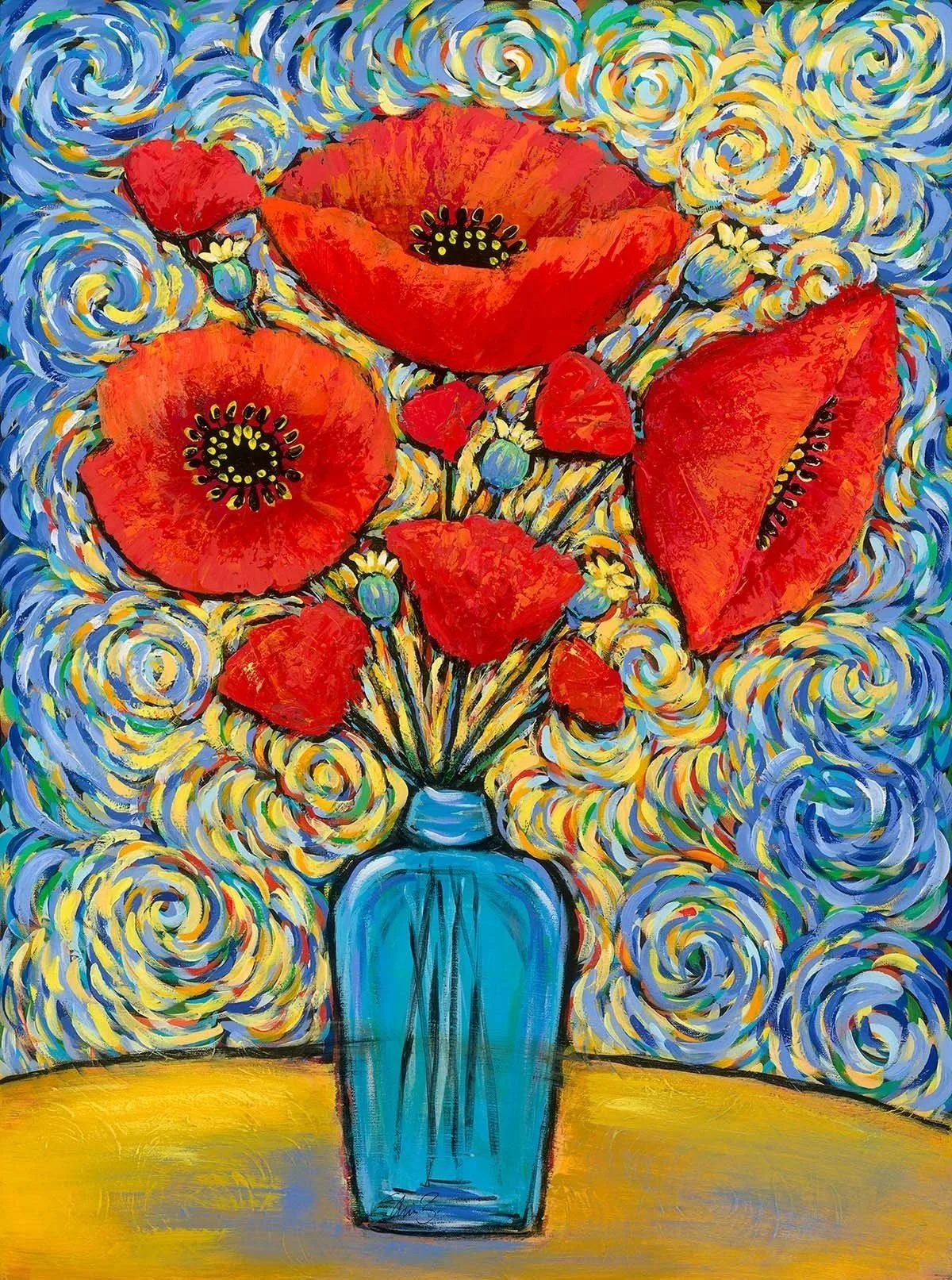 Joyful Poppies | Acrylic | 2026 | 30" x 40" x 1.5" | $1,800