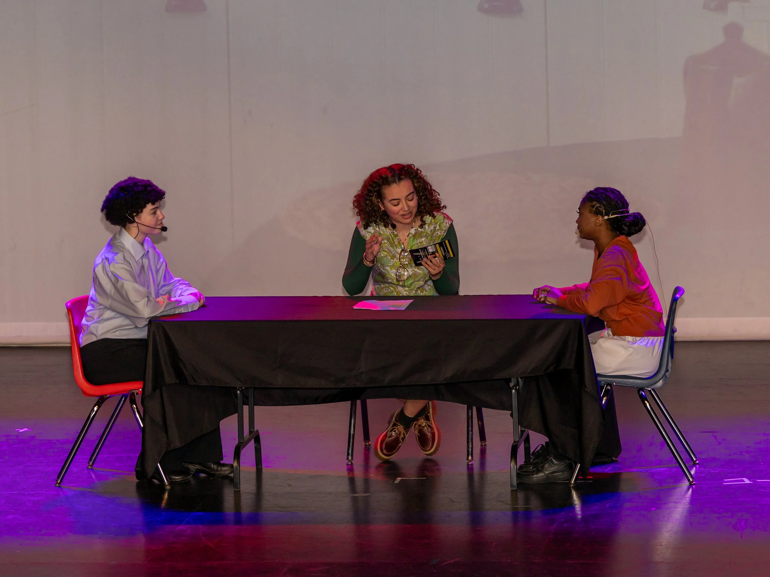 Actors performing dialogue scene during Breaking Barriers: The Story of Gloria Baylis theatre production