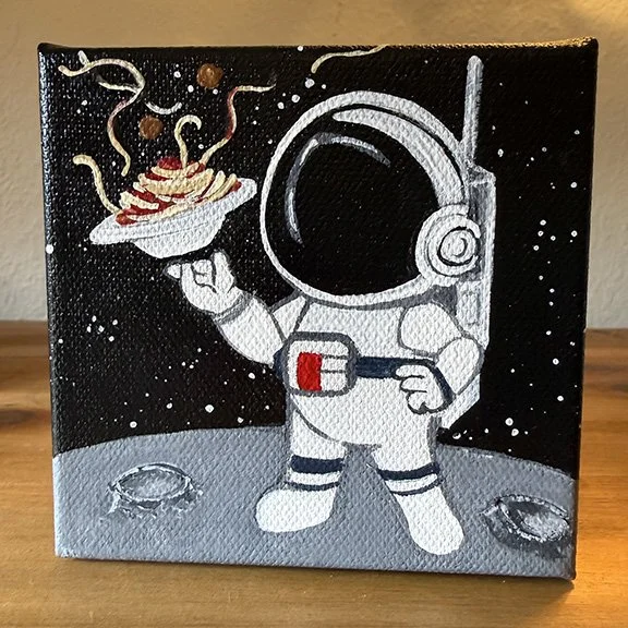 Astronaut Eating Spaghetti in Space