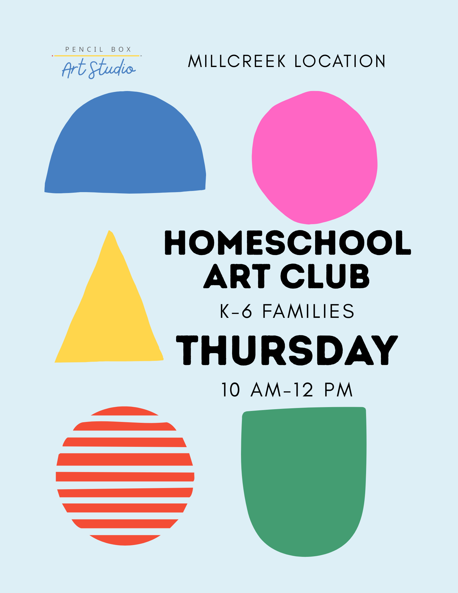 Thursday, 10:00 am-12:00 pm: Homeschool Art Club (Fall 2026)
