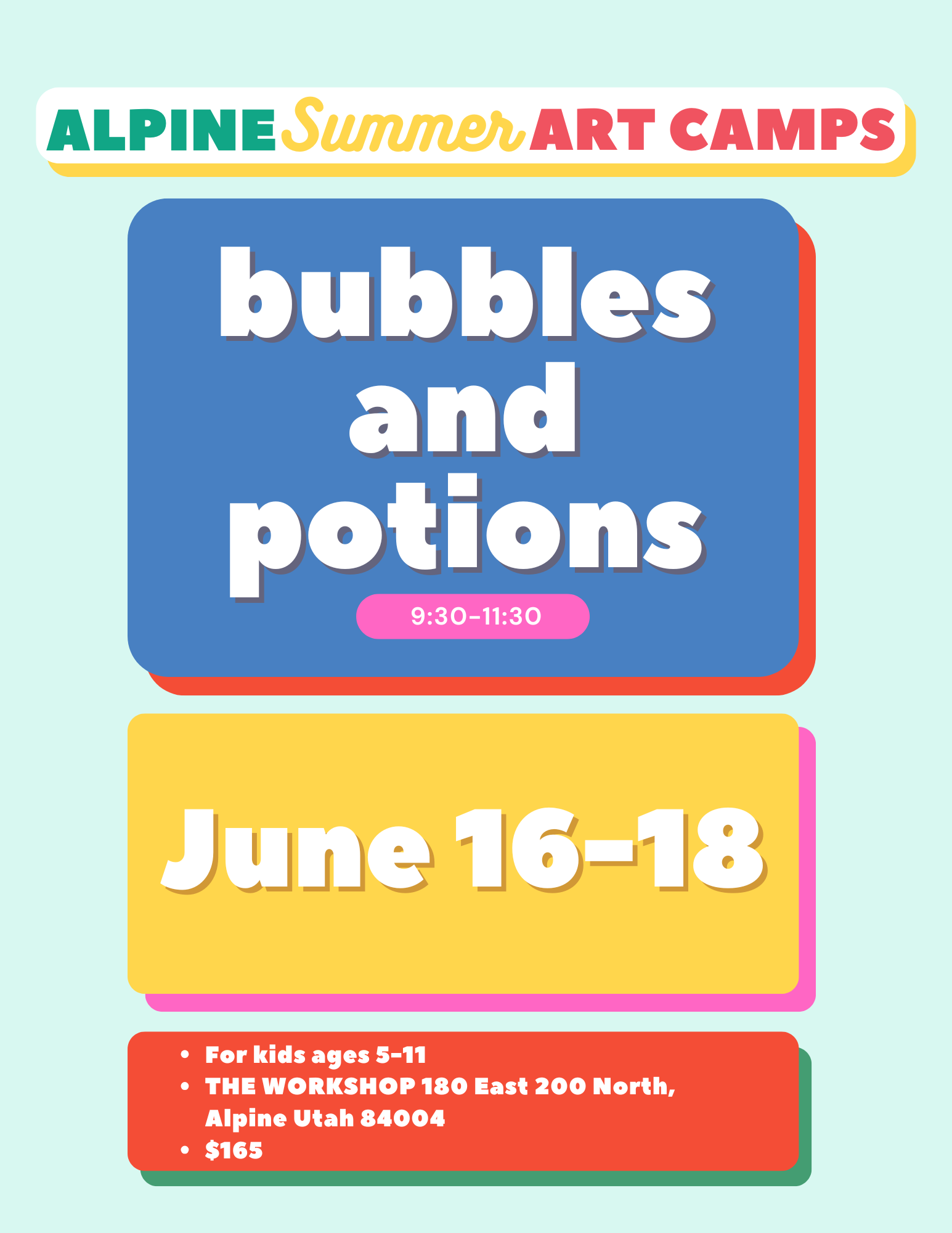 [ALPINE] Bubbles and Potions | June 16-18