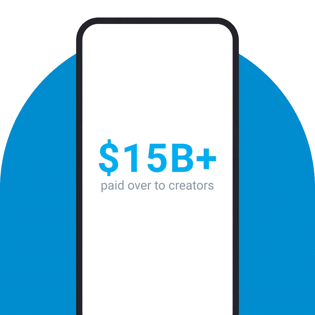 Mobile device with OnlyFans stats: Over $15,000,000,000 paid over to creators. Over 2,500 creators have earned over $1,000,000. Creators keep 80% of their earnings. Over 300,000,000 total users. Over 3,000,000 creators worldwide.