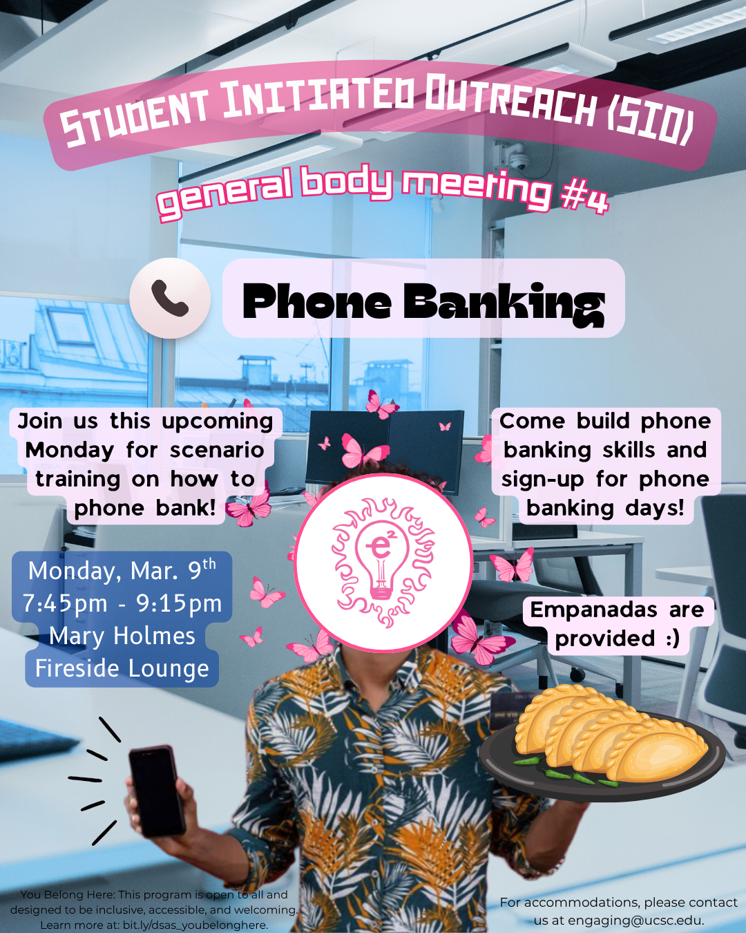 SIO GBM #4: Phone Banking Skills on Monday March 9th, 7:45pm-9:15pm at Mary Holmes Fireside Lounge
