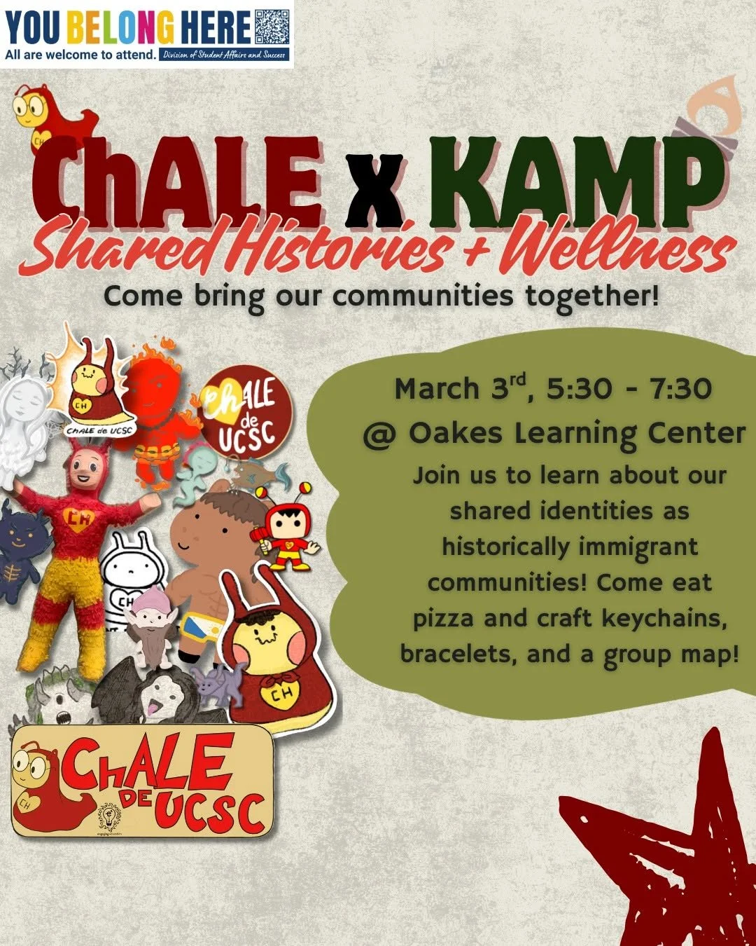 ChALE x KAMP Shared Histories and Wellness on March 3rd from 5:30pm to 7:30pm at Oakes Learning Center