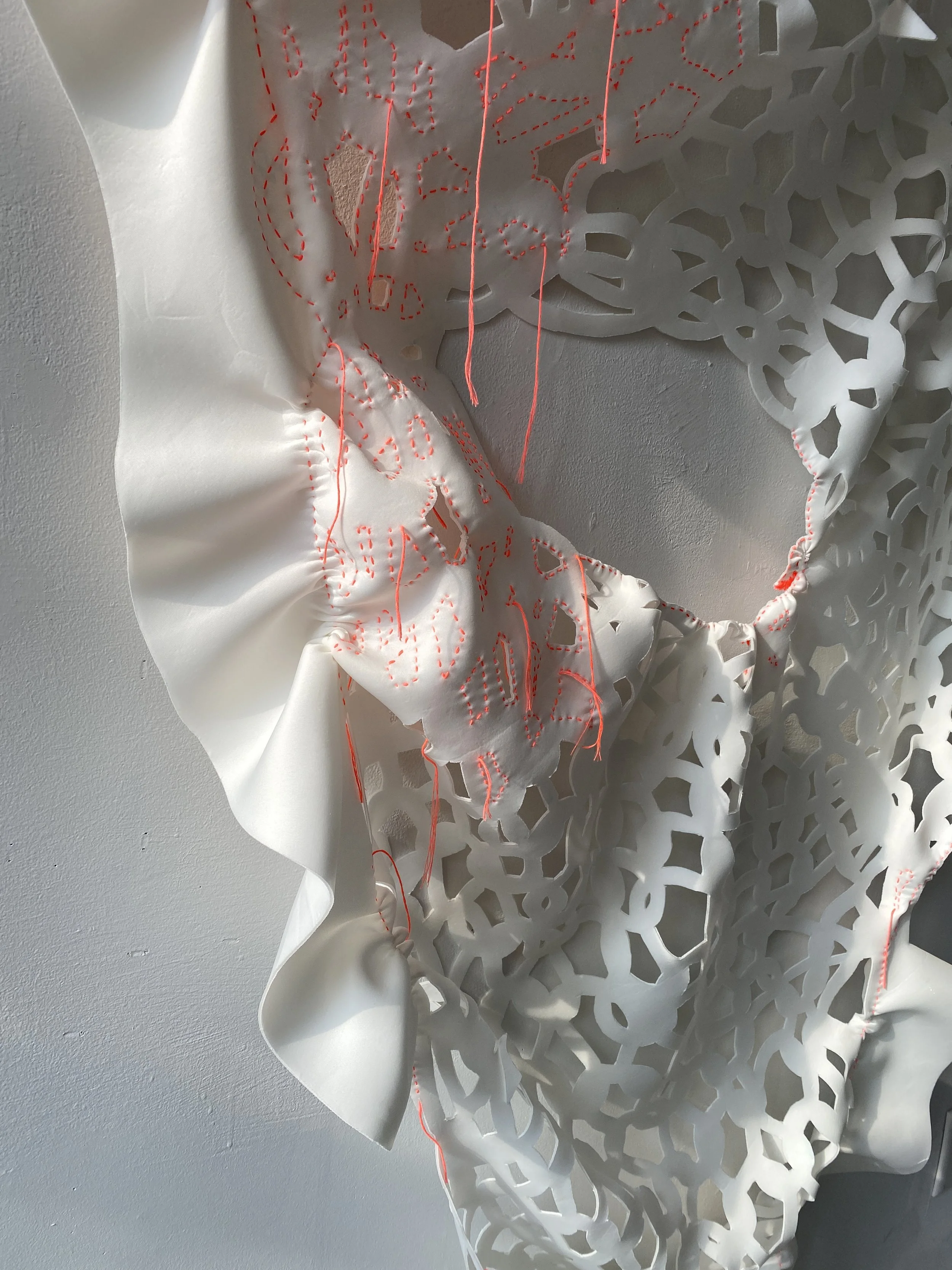 Spellbound I 2025 Neoprene, cotton floss (detail)