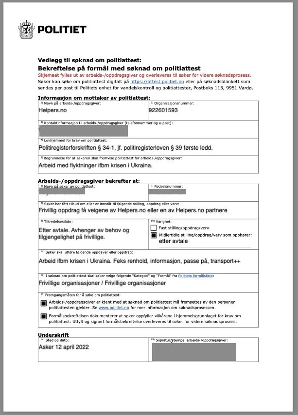 Slik søker du politiattest — Helpers.no