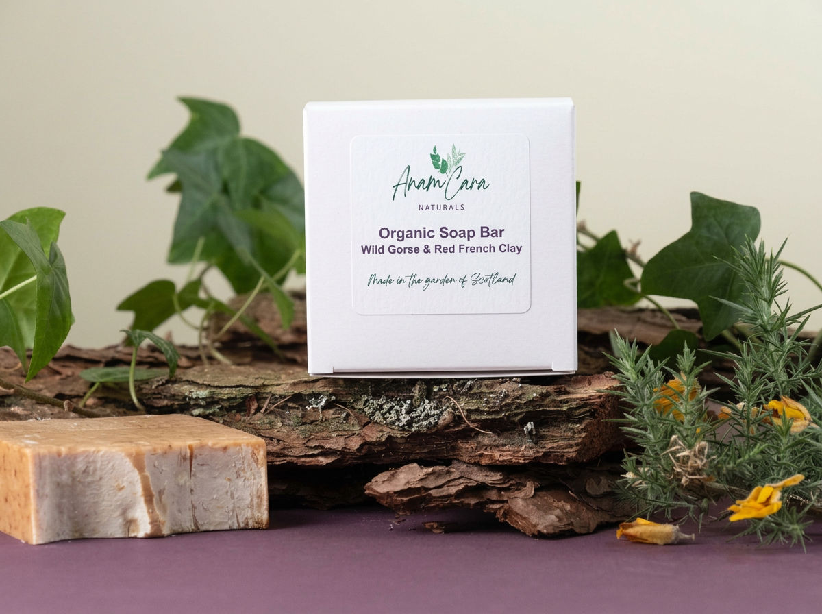 Organic Soap Bar - Wild Gorse & Red French Clay, Frankincense, Ylang-ylang, & Patchouli