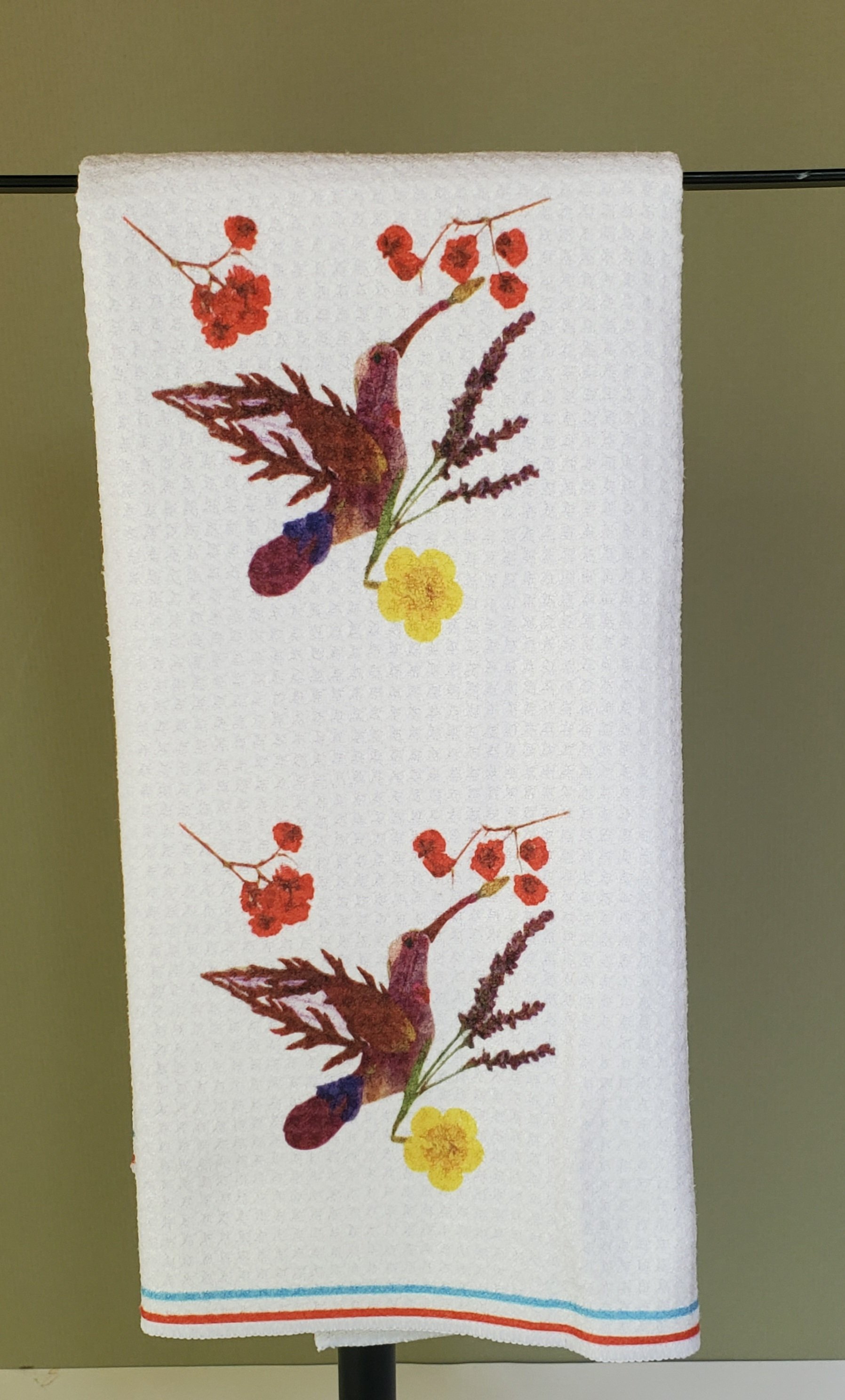 Hummer red flowers hand towel.jpg