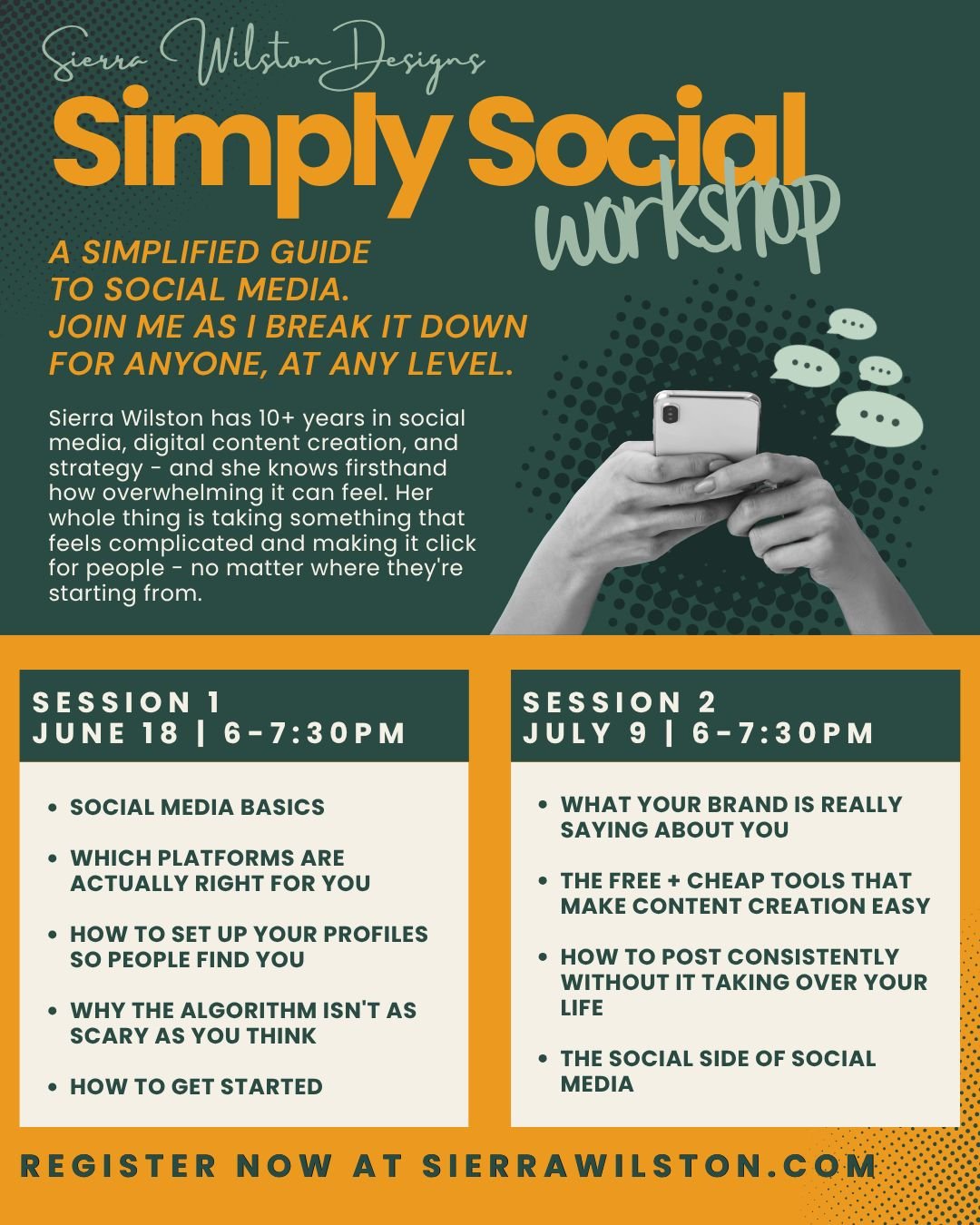 It's official &mdash; "Simply Social" is happening and I am SO excited! 🎉

If social media has ever made you feel overwhelmed, confused, or like you just don't know where to start &mdash; this is for you. I created this 2 part workshop for
