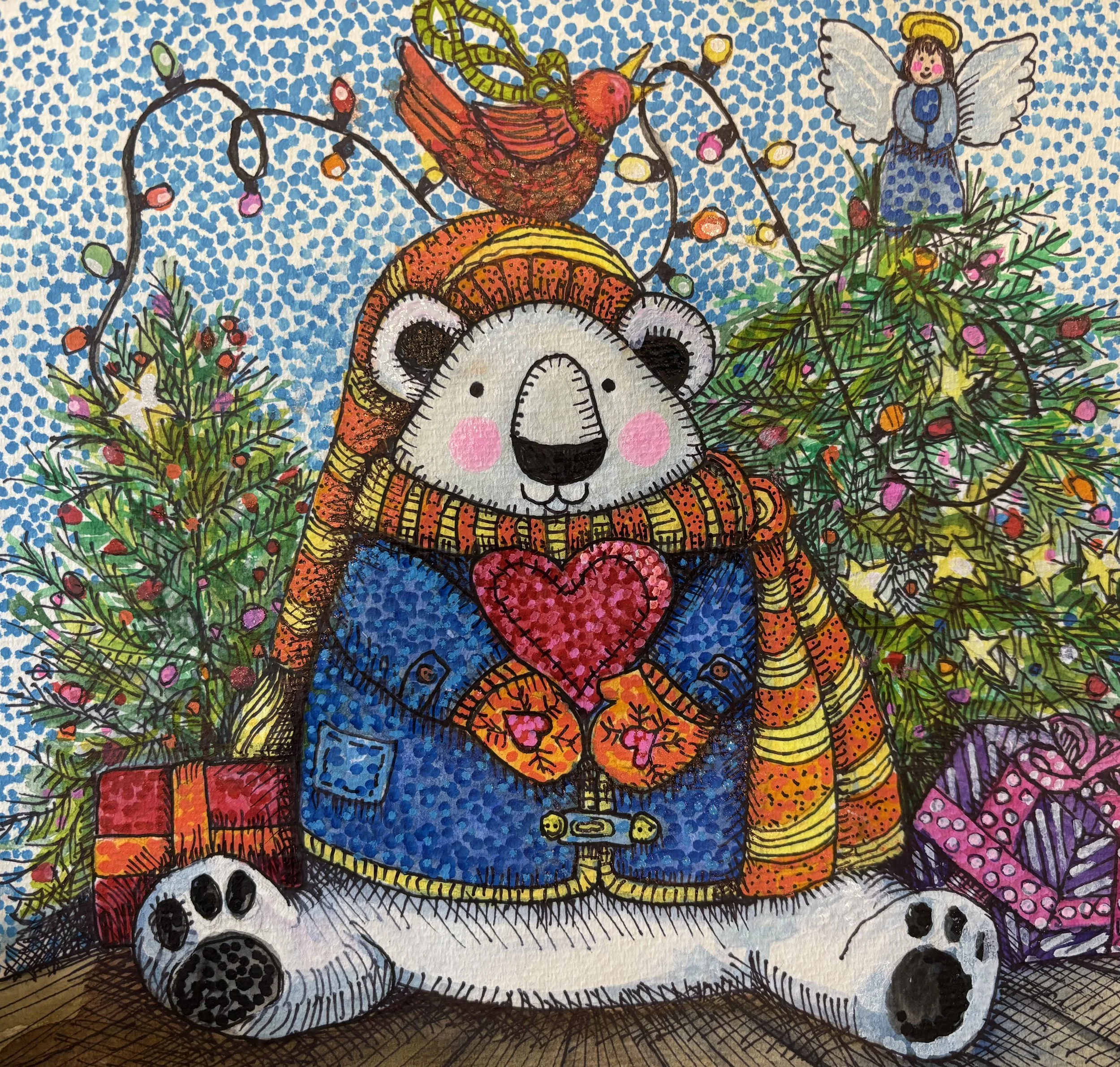Merry Christmas - 6x6 card $8.50 (Qty discounts)