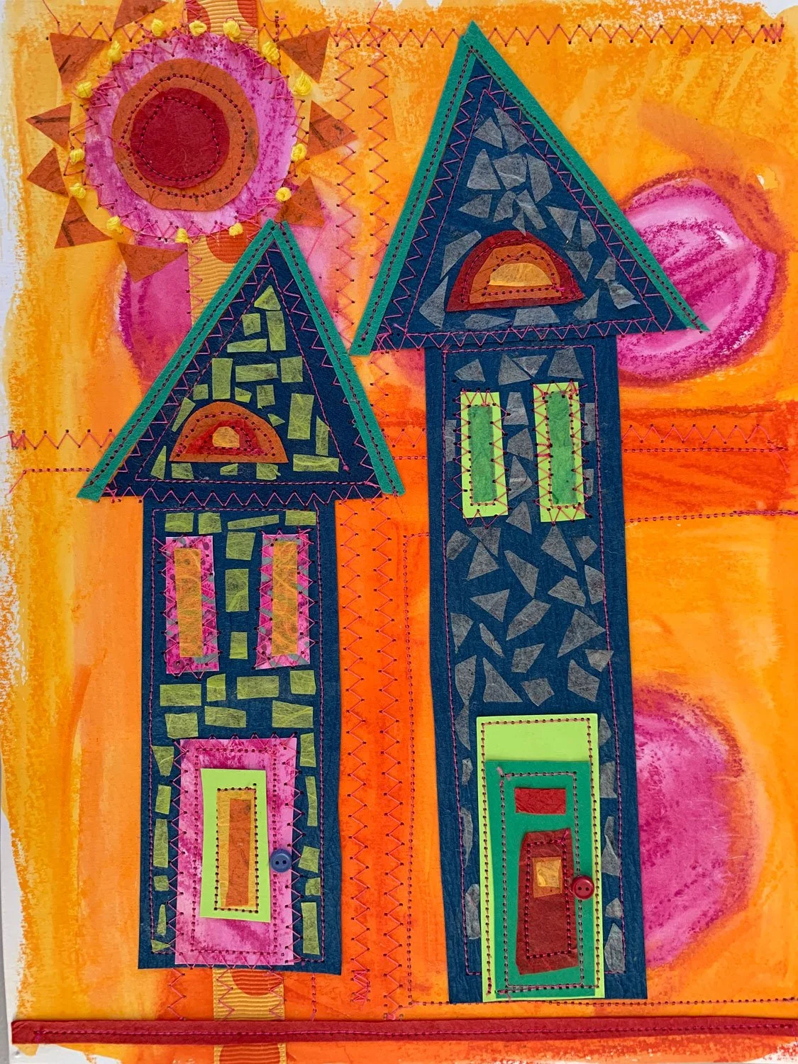 Original Mixed Media, The House Couple, Barbara H Greenwood
