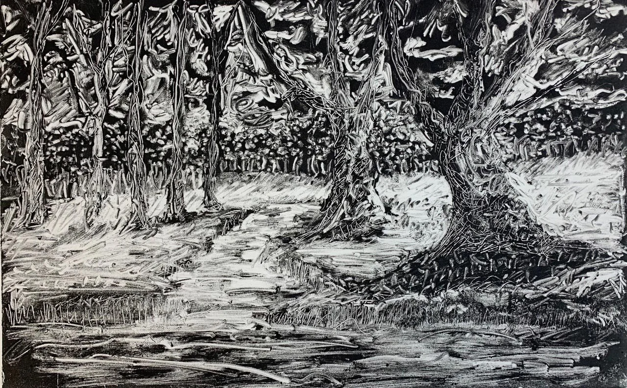 Into the Woods, Monoprint, Barbara H Greenwood
