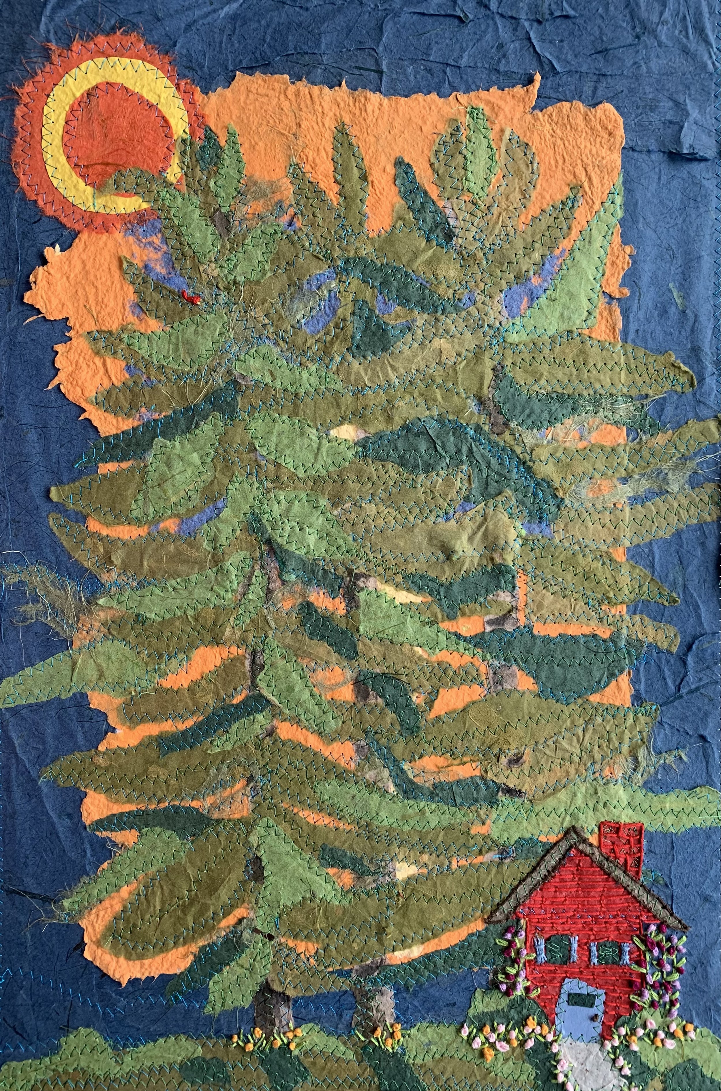 Sunset, Original Paper Mixed Media Art, Barbara H Greenwood