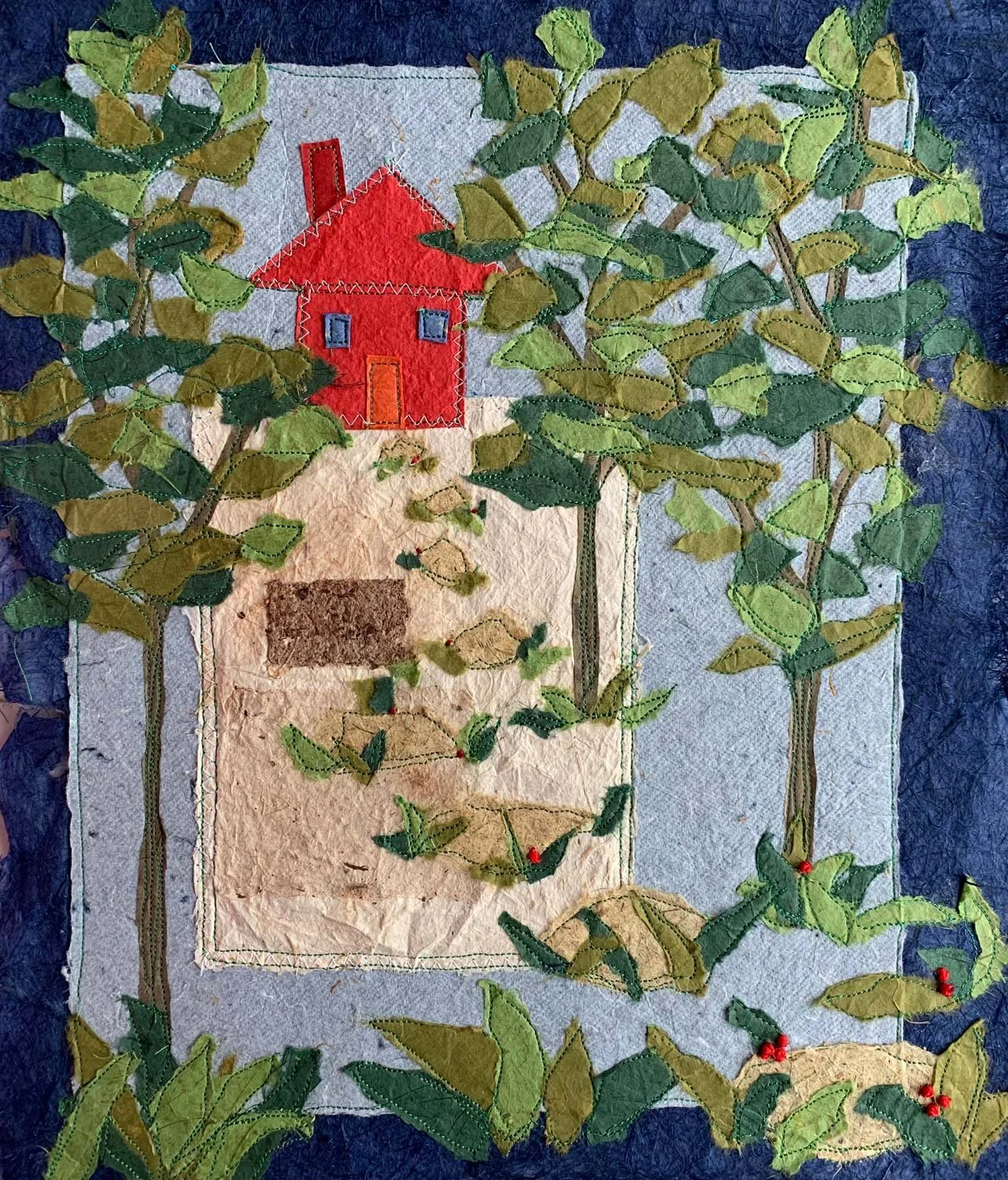 The Less Followed Path, Original Paper Mixed Media Art, Barbara H Greenwood