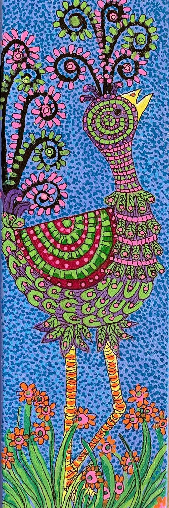 Fancy Dancer, Original Acrylic with Oil Base Pens, My Dottie Friends Barbara H Greenwood