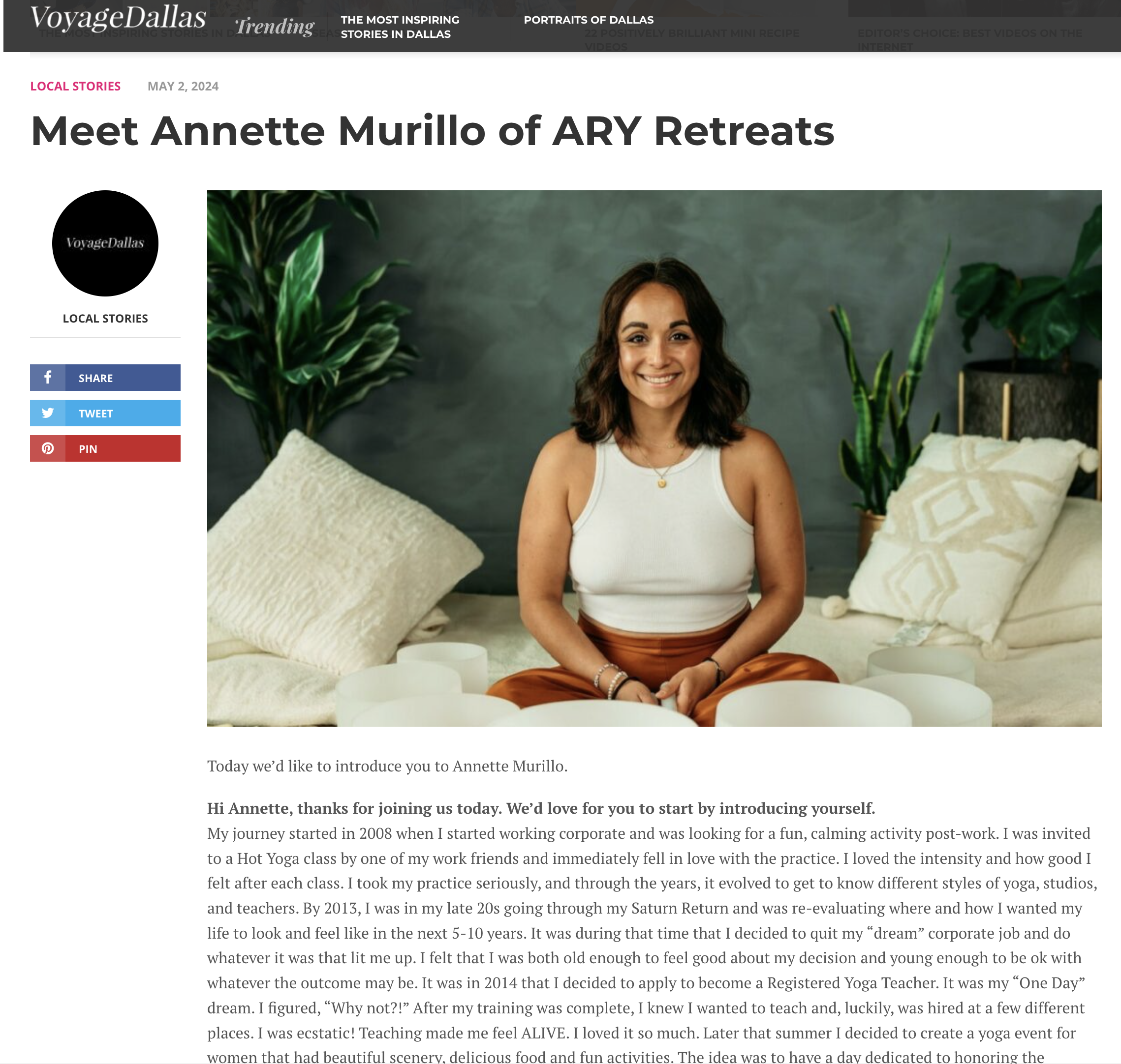 ARY Retreats Featured on Voyage Dallas