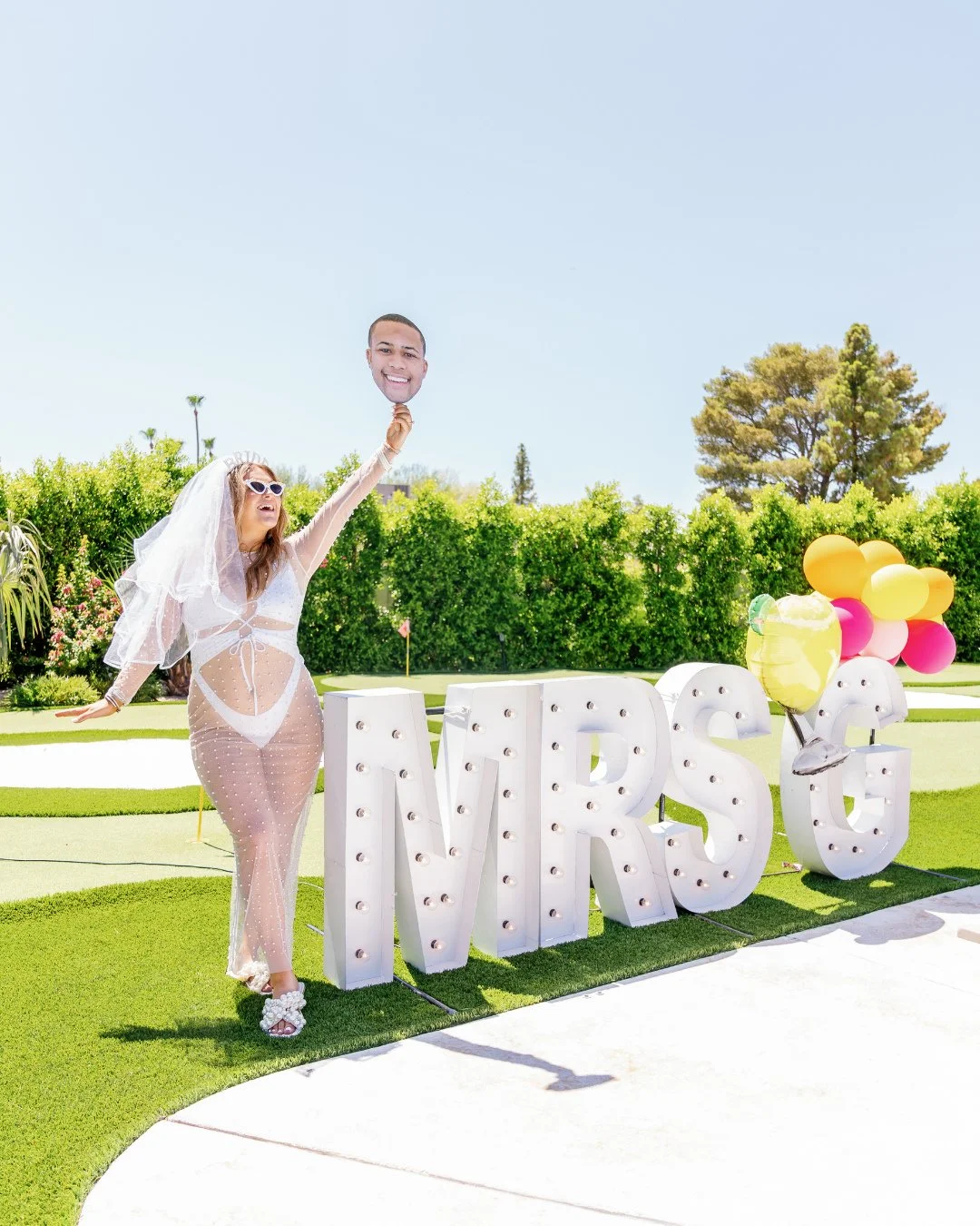 The energy was unmatched 🪩🎉⁠
Between the giant &ldquo;MRS&rdquo; letters, the cardboard groom face, and this glowing bride, this shoot was everything. If you're going big for your girls trip, you deserve the photos to match.⁠
⁠
Fun, candid, and ful