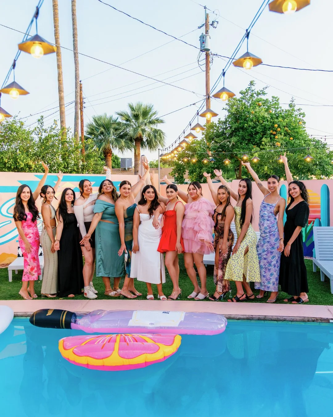 The whole crew showed up and showed OUT 💖🌴✨⁠
This is why I love big group energy, coordinated outfits, sunset glow, poolside champagne, and that &ldquo;we flew here for HER&rdquo; kind of vibe 🥂🌅⁠
⁠
Large group shots like this take intention and 