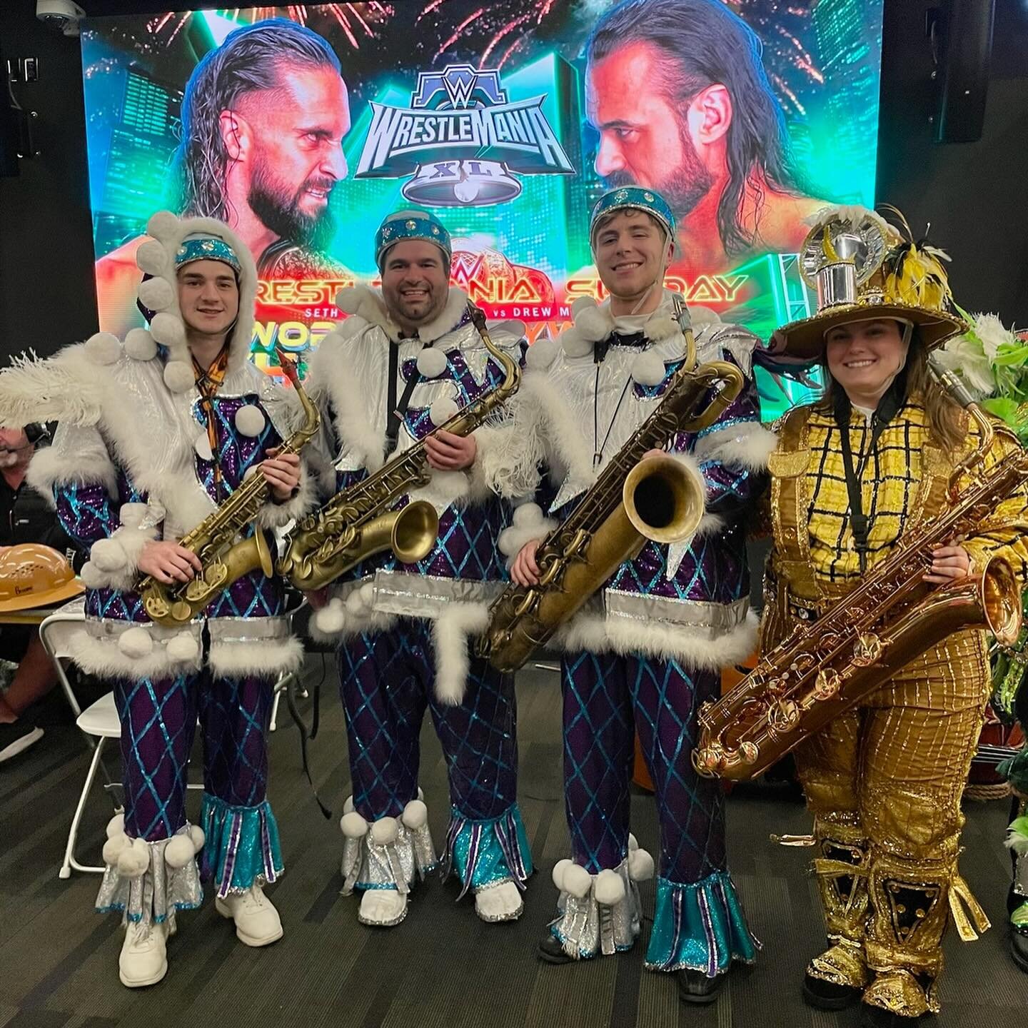 💚Such an amazing experience! This evening some of our members represented the Philadelphia String Band Association at WWE WrestleMania to introduce Seth Rollins! #WrestleMania #WWE #WWERESOFERKO