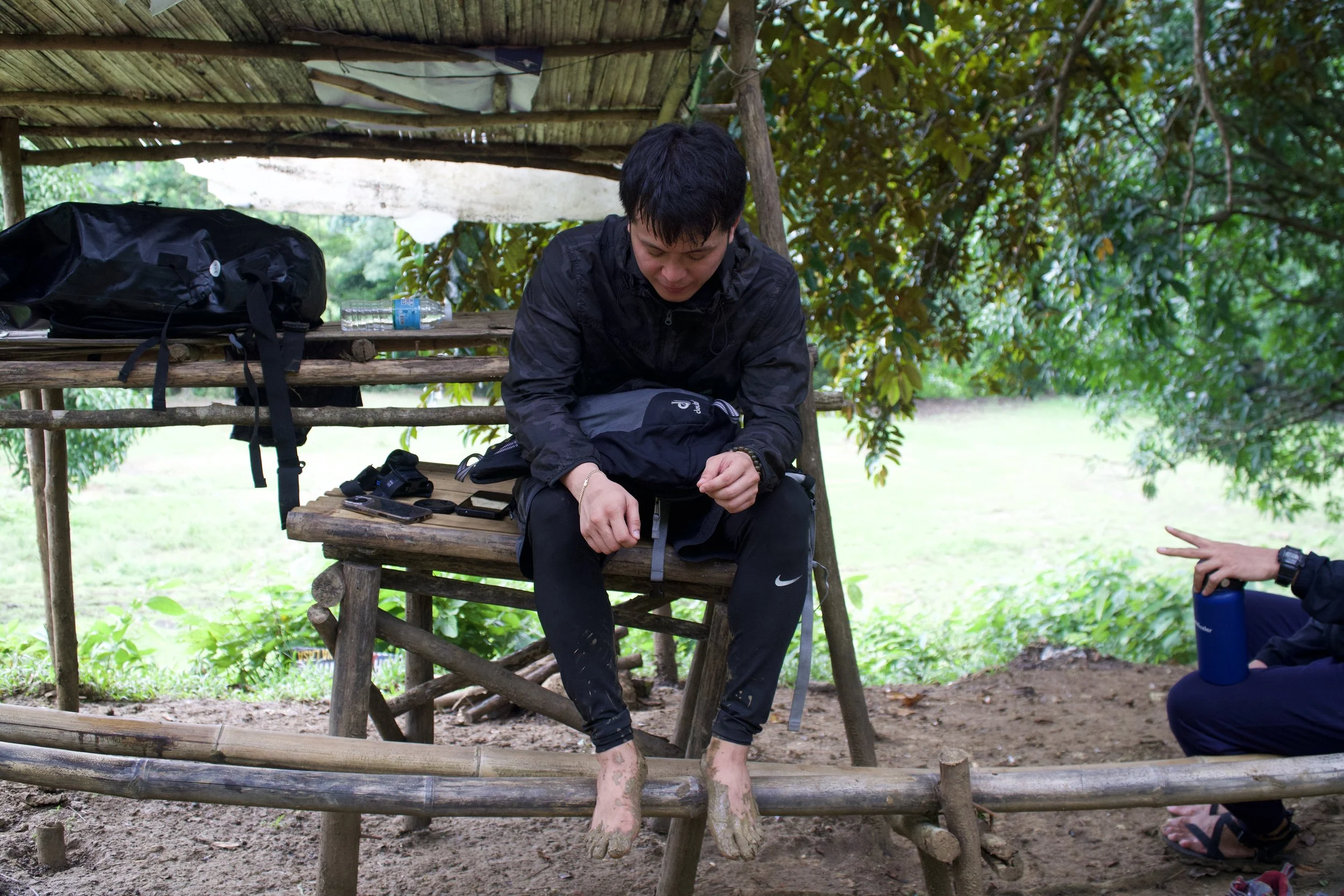 pay decided to go barefoot on his first hike