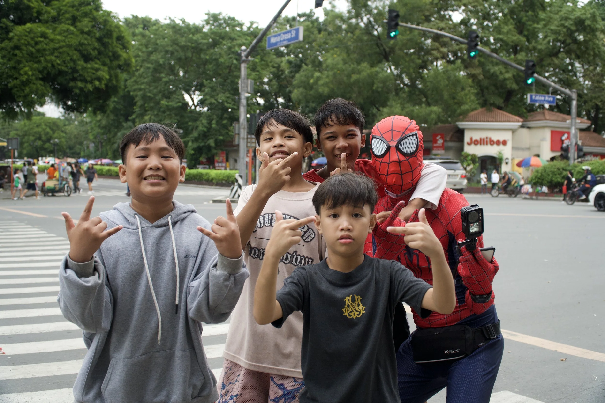 Alex dressed up as Spiderman during the 2025 corruption protest 