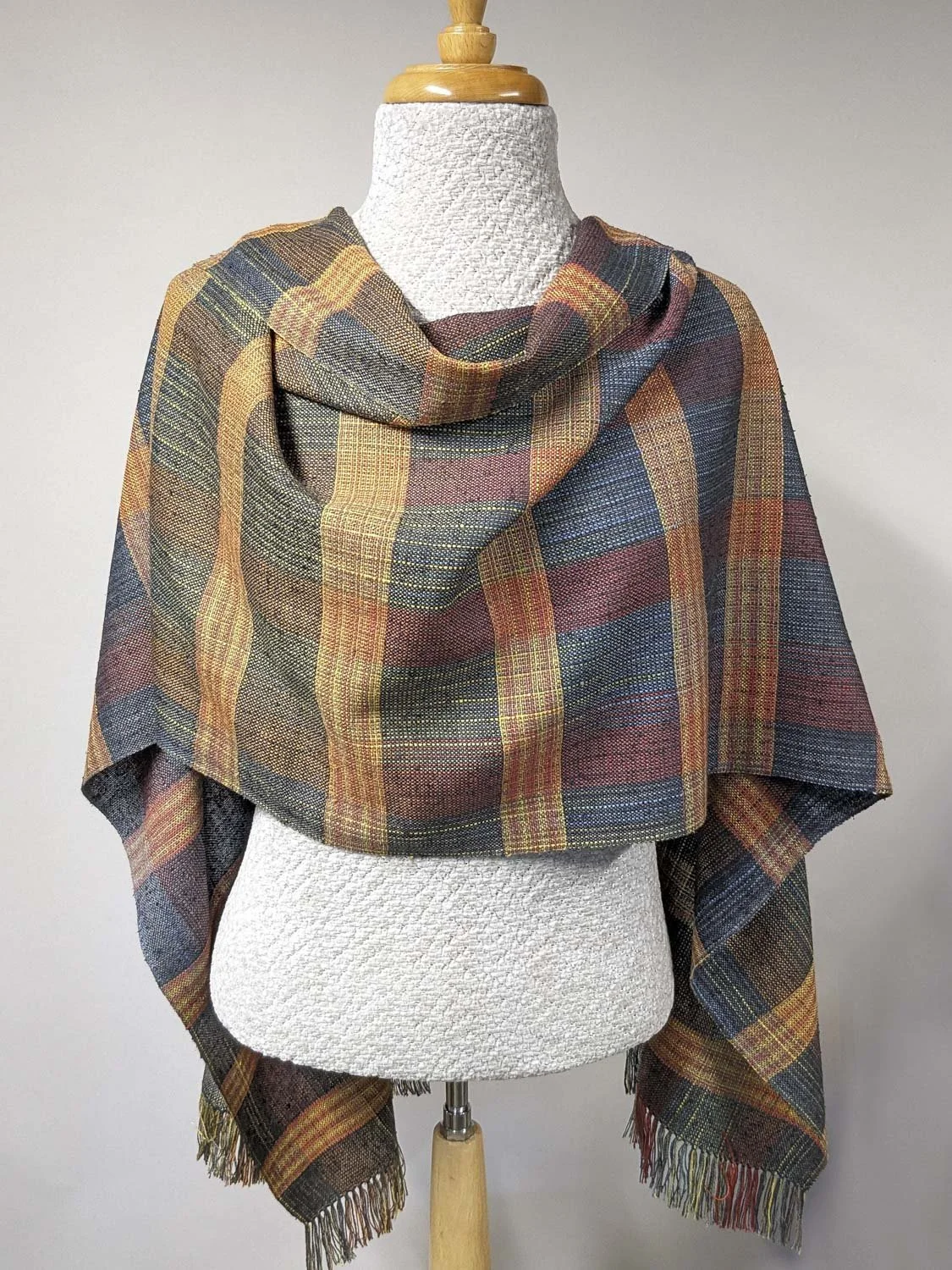 AUTUMN PLAID WRAP, 21 x 73.5 inches + fringe, $230