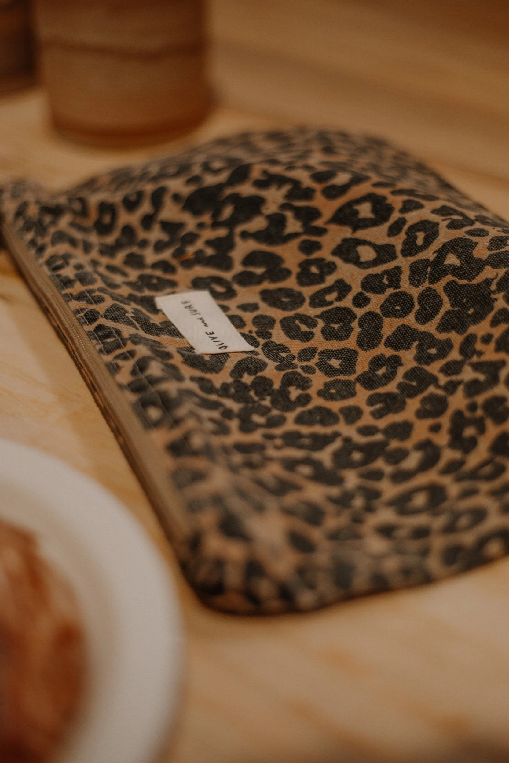 Olive and Surf Leopard Accessory Pouch
