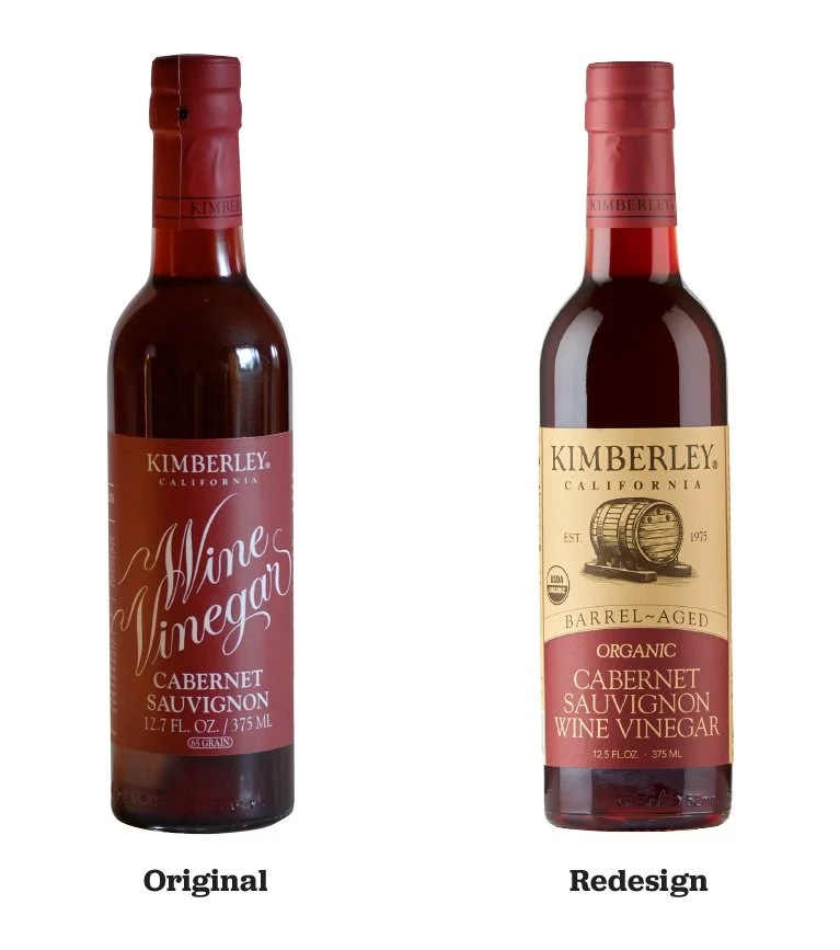 Kimberley Wine Vinegar bottle before and after