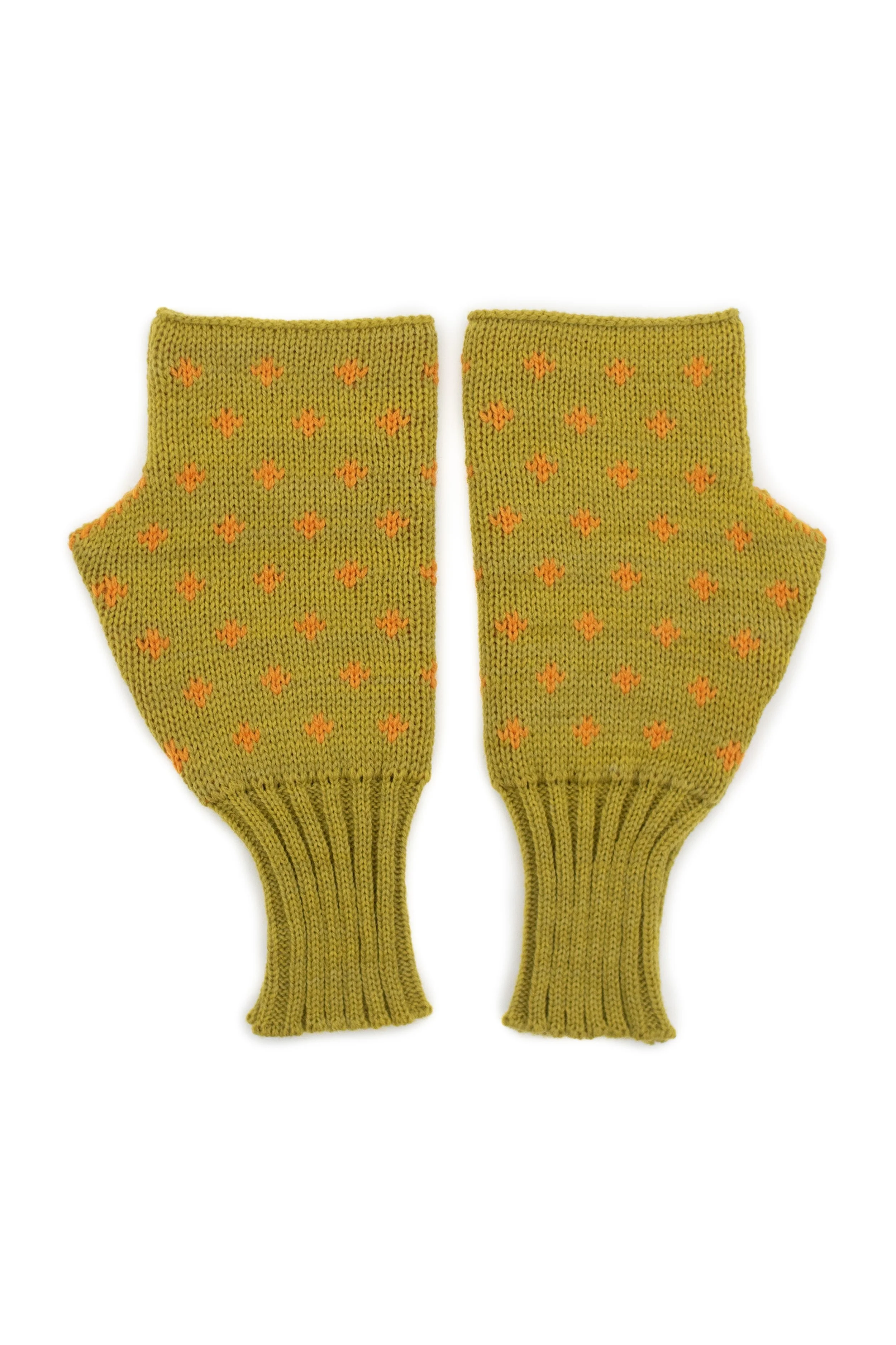 Dotted Fingerless Mittens | Chartreuse + Sunflower