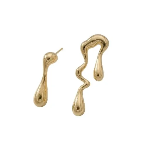 Abstract asymmetrical earrings - 18K gold plated