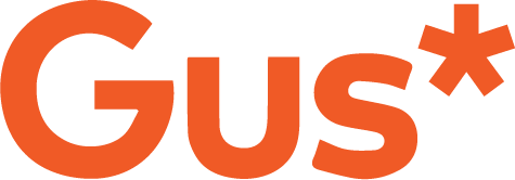 Gus* modern logo in orange