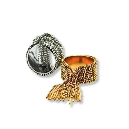 ball chain tassel ring - gold or silver