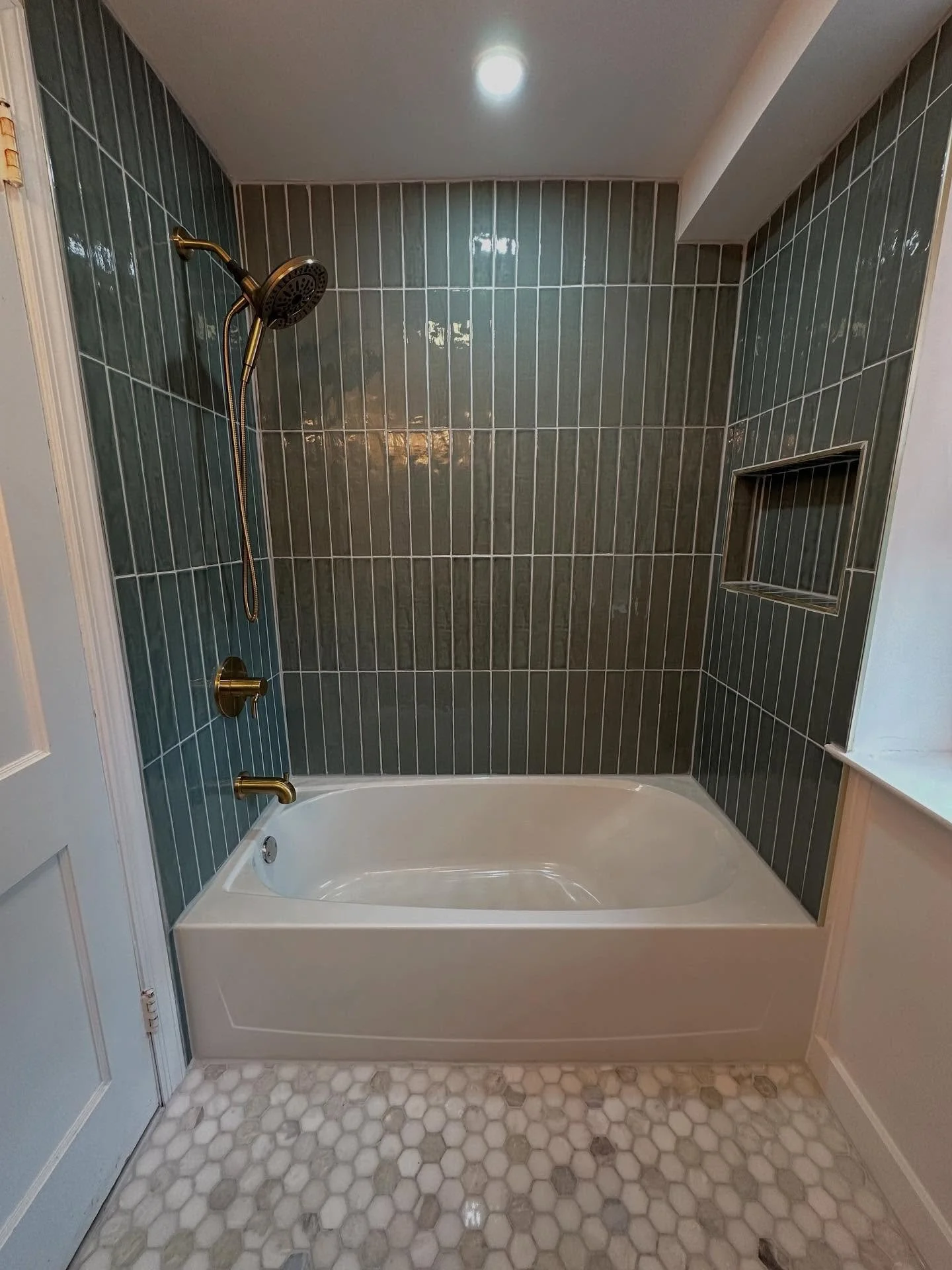 We helped the awesome owners of this Chatham Park brick colonial say goodbye to their old bathroom and hello to a fresh new look! We wanted to keep it light &amp; airy with some natural elements and some bold!

What do you think of the results? Let u