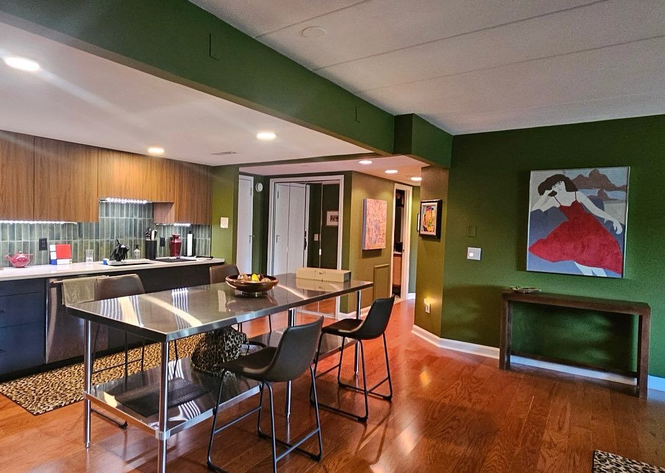 This is your sign to take a break from Millenial gray! 

Earlier this year we remodeled a full condo in Wynnewood for one of our favorite clients. Her vision was mid-century modern &amp; eclectic, which was definitely accomplished through her design 